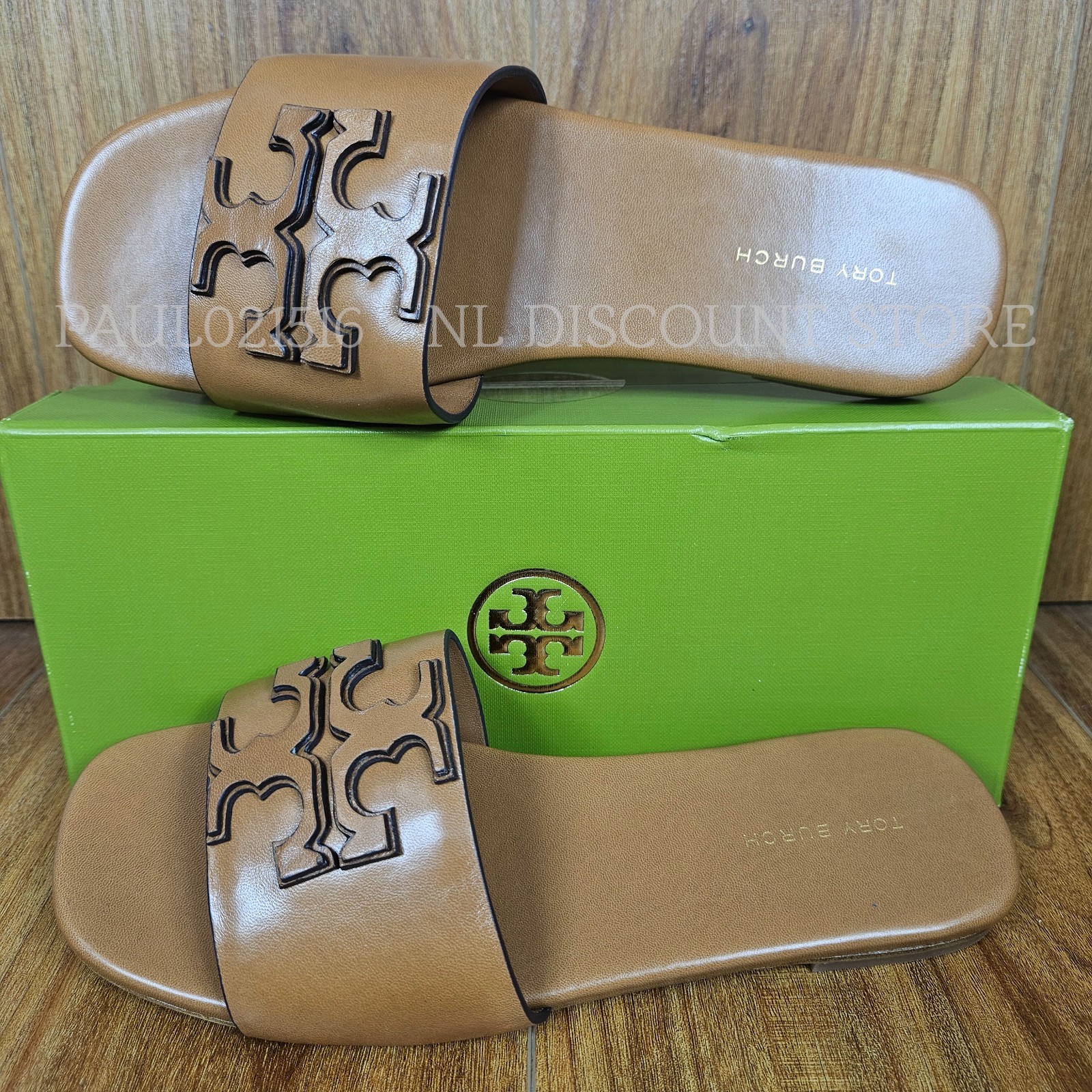 TORY BURCH Women’s Ines Flat Slide Goat Leather ~ Tan 240 ~ Various Sizes