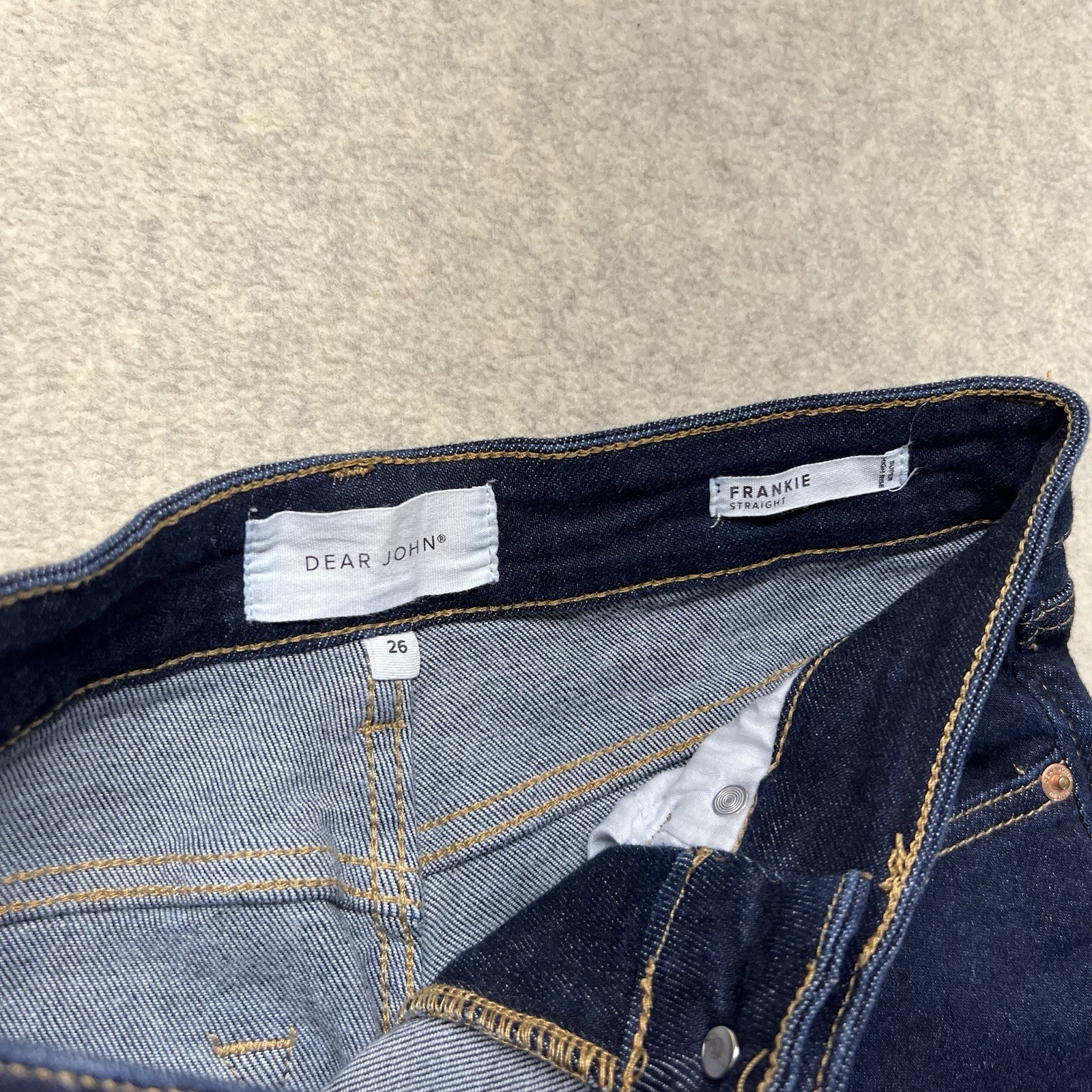 Dear John Frankie Straight Womens 26 Dark Wash Stretch Jeans Mid Rise Denim