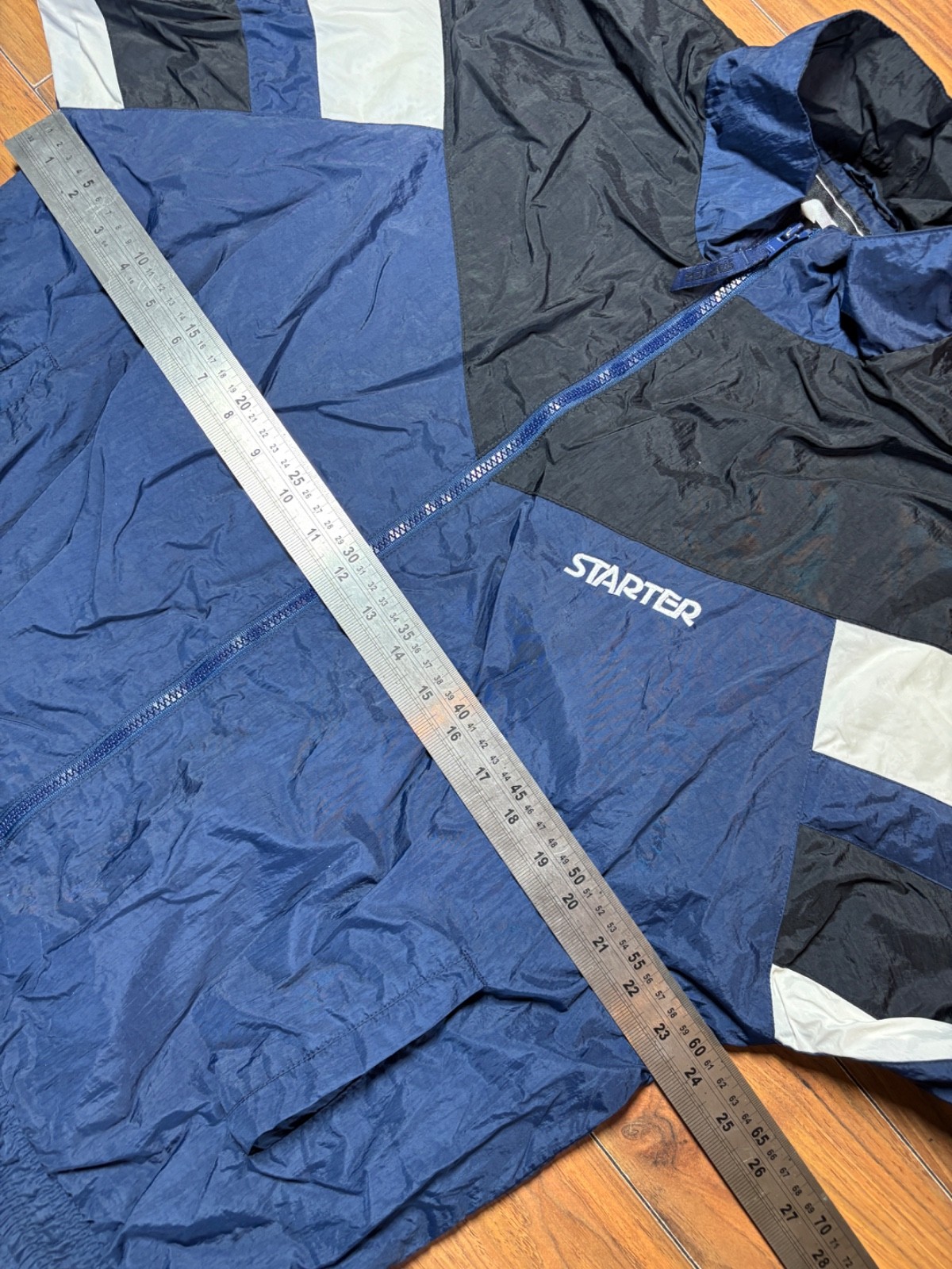 Vintage Starter Windbreaker Jacket M Blue Black 90s Streetwear Retro Sportswear