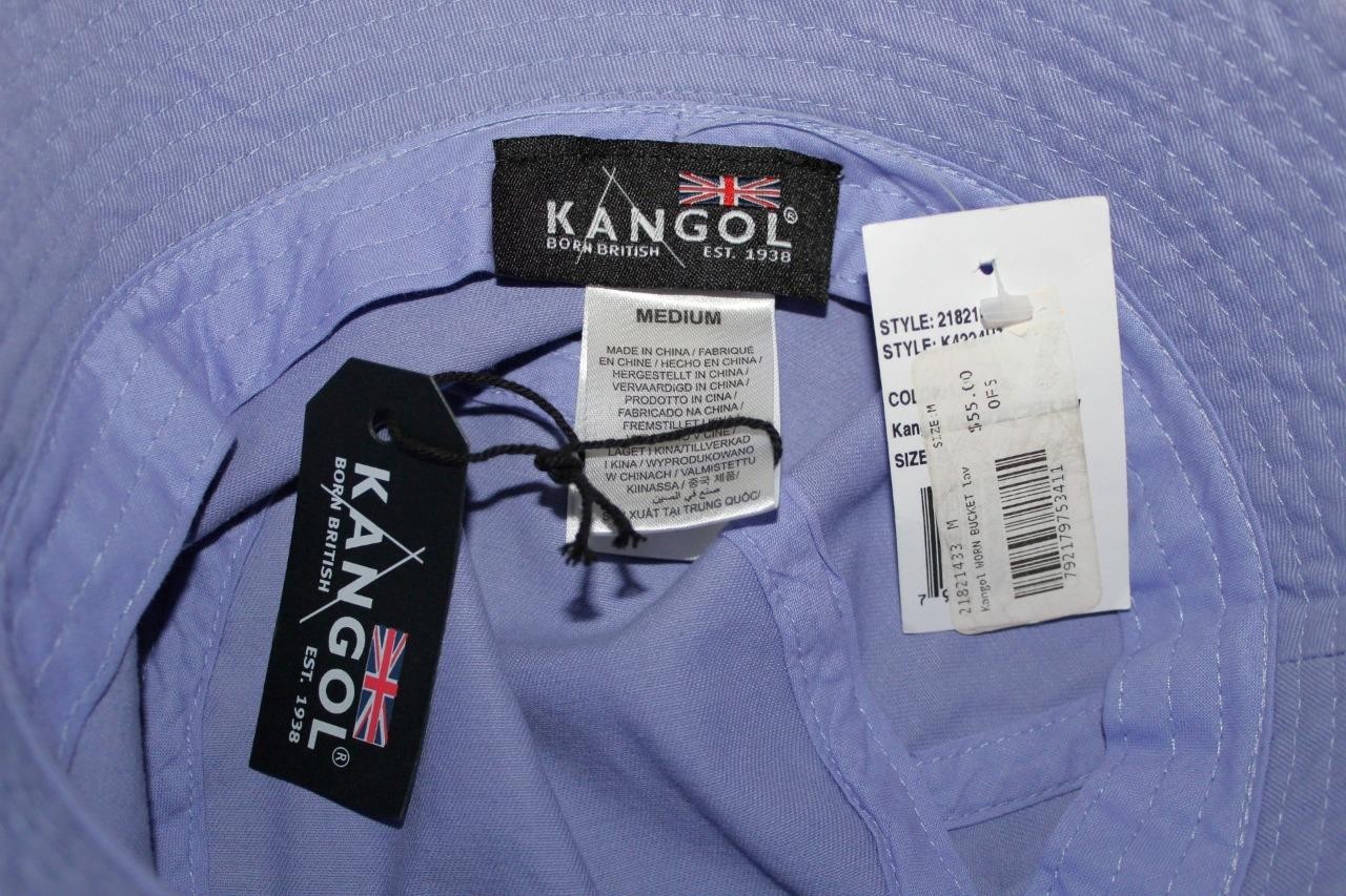 KANGOL Garment Washed Lavender Cotton Bucket Hat Cap Kangaroo Logo MEDIUM *1F