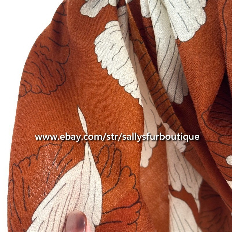 Sallys Boutique Cashmere Ring Scarf Wrap Shawl Leaves Print Delicate 78″*39″