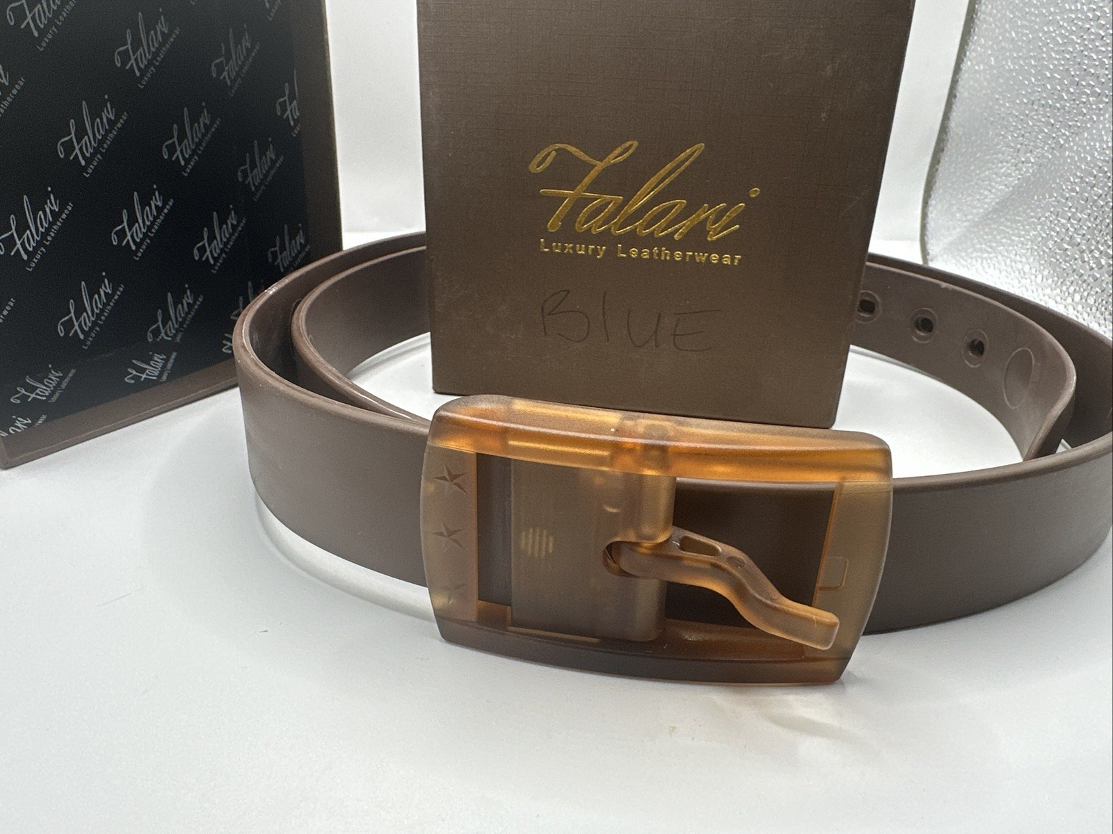 Vintage Falari Brown Silicone Rubber Belt Golf Sport Star Buckle 43-48 Cool