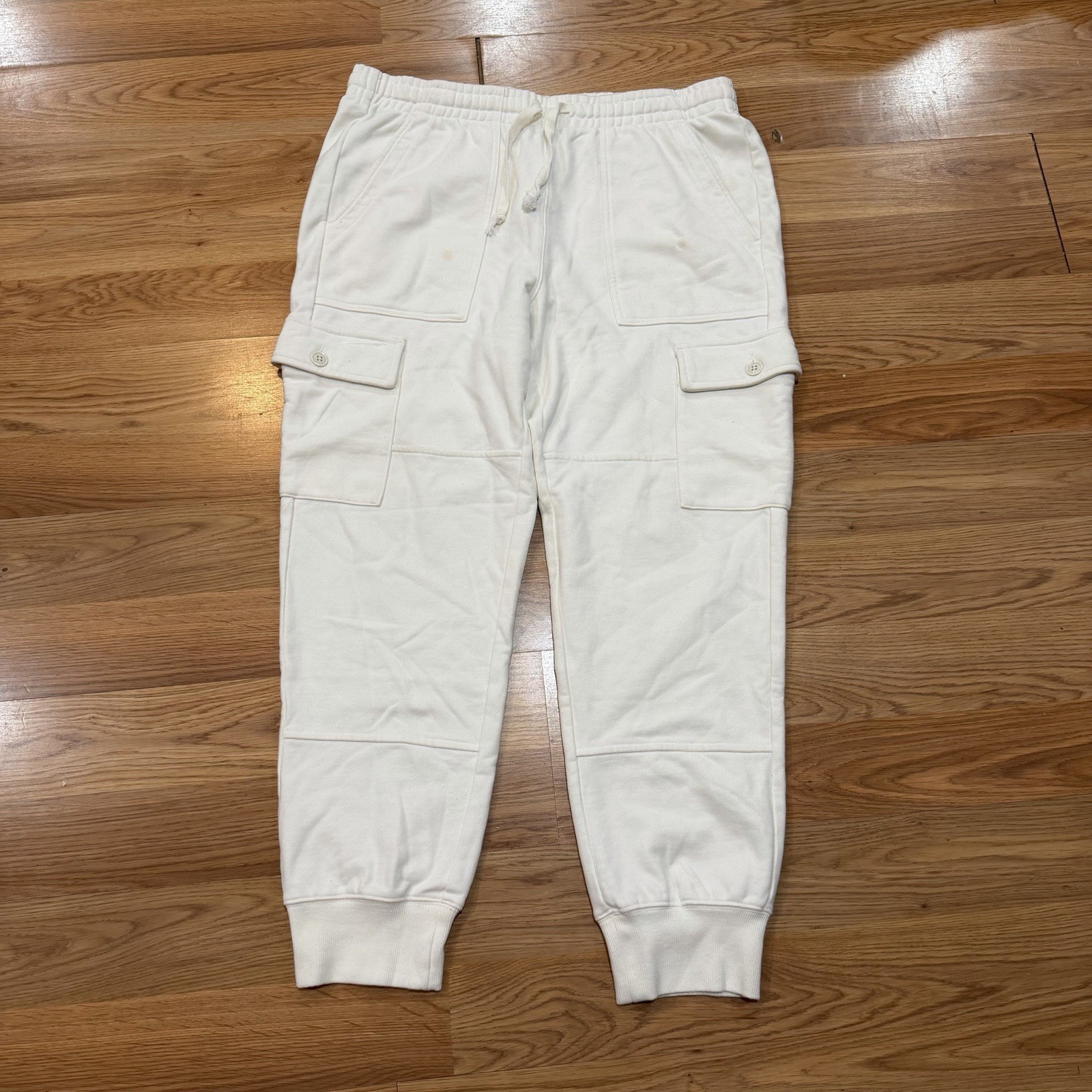 L.L. Bean x Todd Snyder Organic French Terry Camp Cargo Cream Sweatpants Size XL