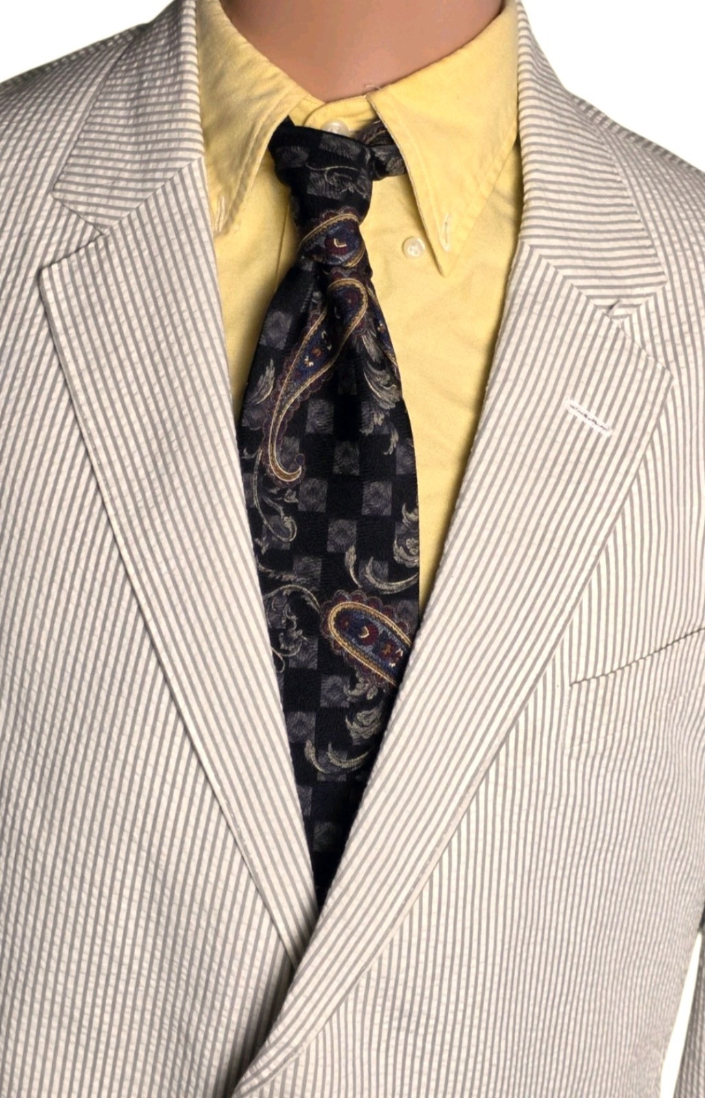 Haspel 2 Piece Seersucker Suit Tan Bisque White Men 46R 34×30 Old Money Southern