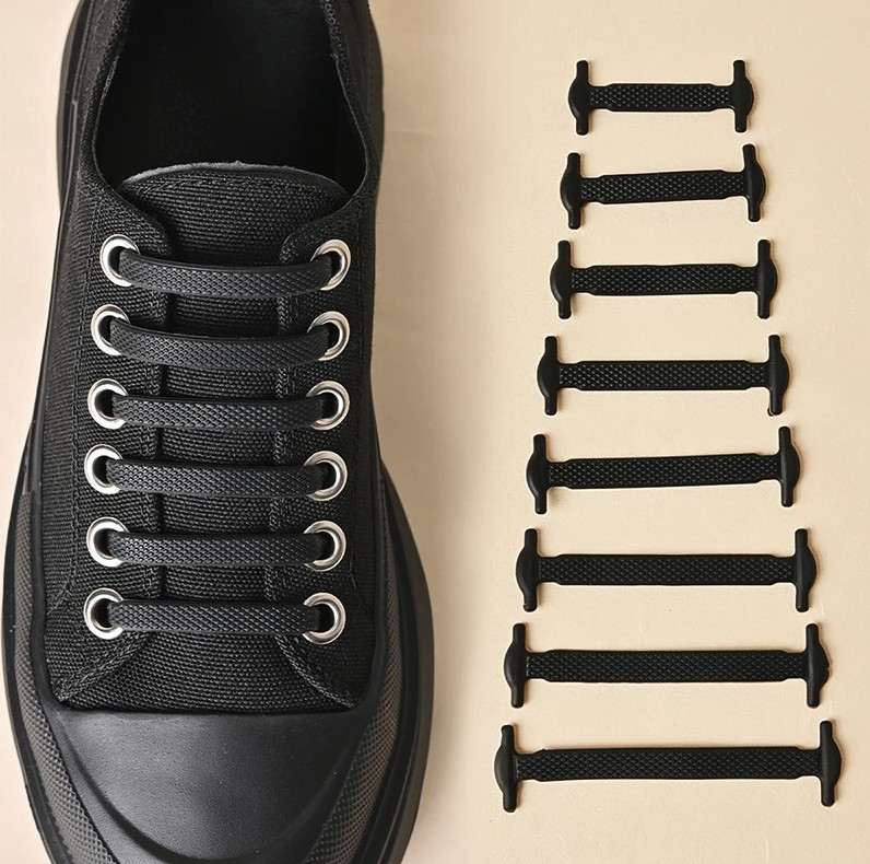 16pcs Silicone No Tie Shoelaces Elastic Lazy Shoe Lace Set – NEW