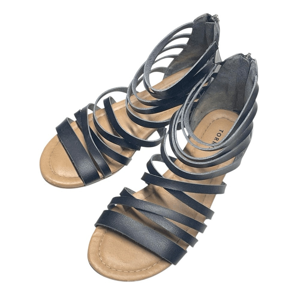 Torrid Black Faux Leather Short Gladiator Sandals – Wide
