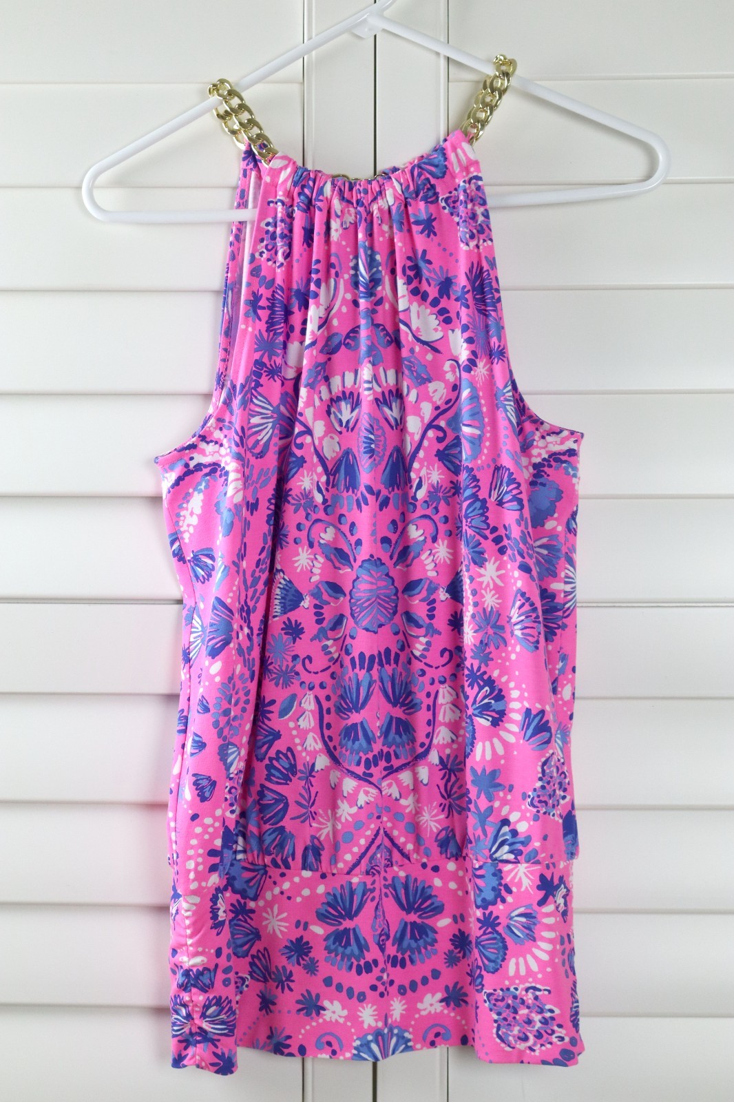 LILLY PULITZER $98 Bowen Chain Strap Havana Print Halter Top Size Small