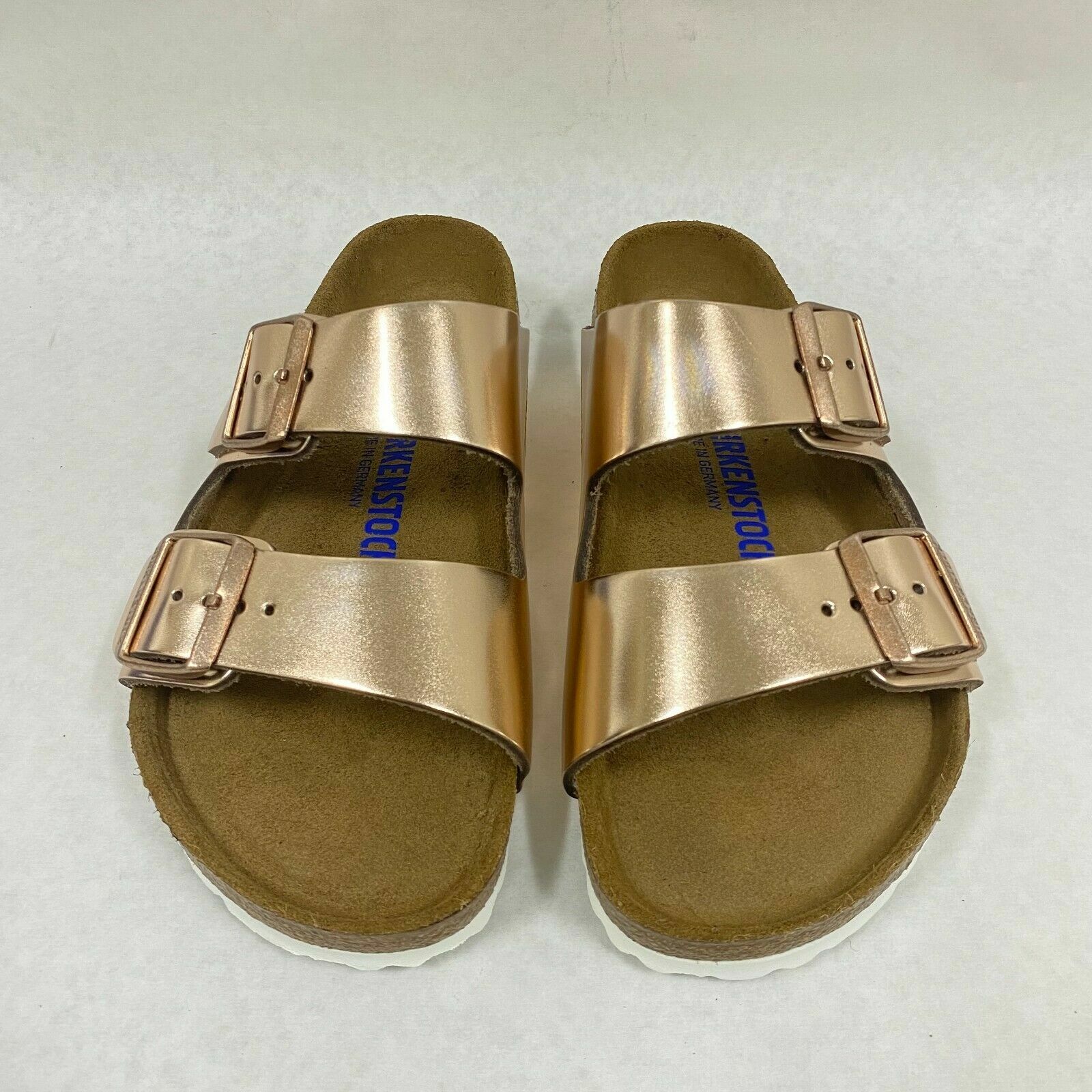New with Box Birkenstock Arizona Metallic Copper Soft Footbed (952091) Regular