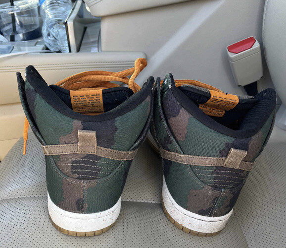 [646552-037] Nike Dunk High SB Fiveoneo Black/Olive Khaki-Sunset Men’s Size 11.5