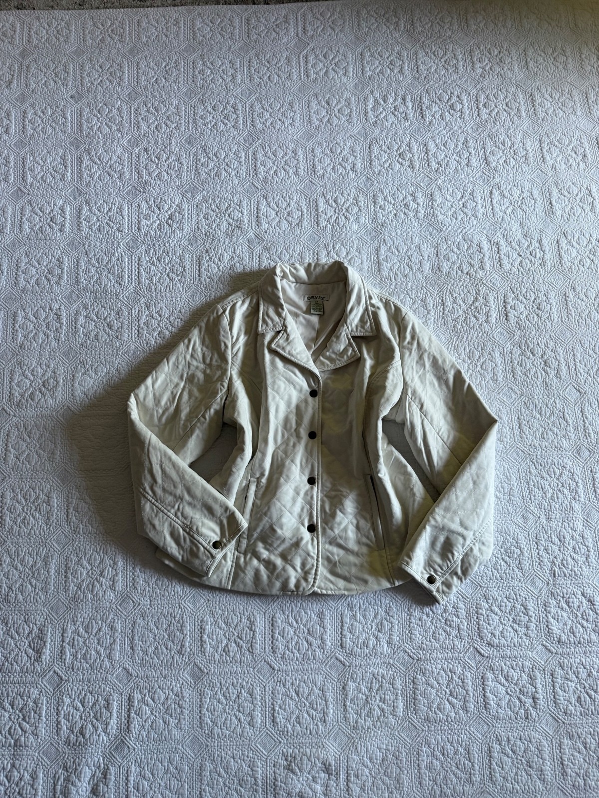 Vintage Orvis Women’s Quilted Button-Front Jacket, Light Color, Size Large