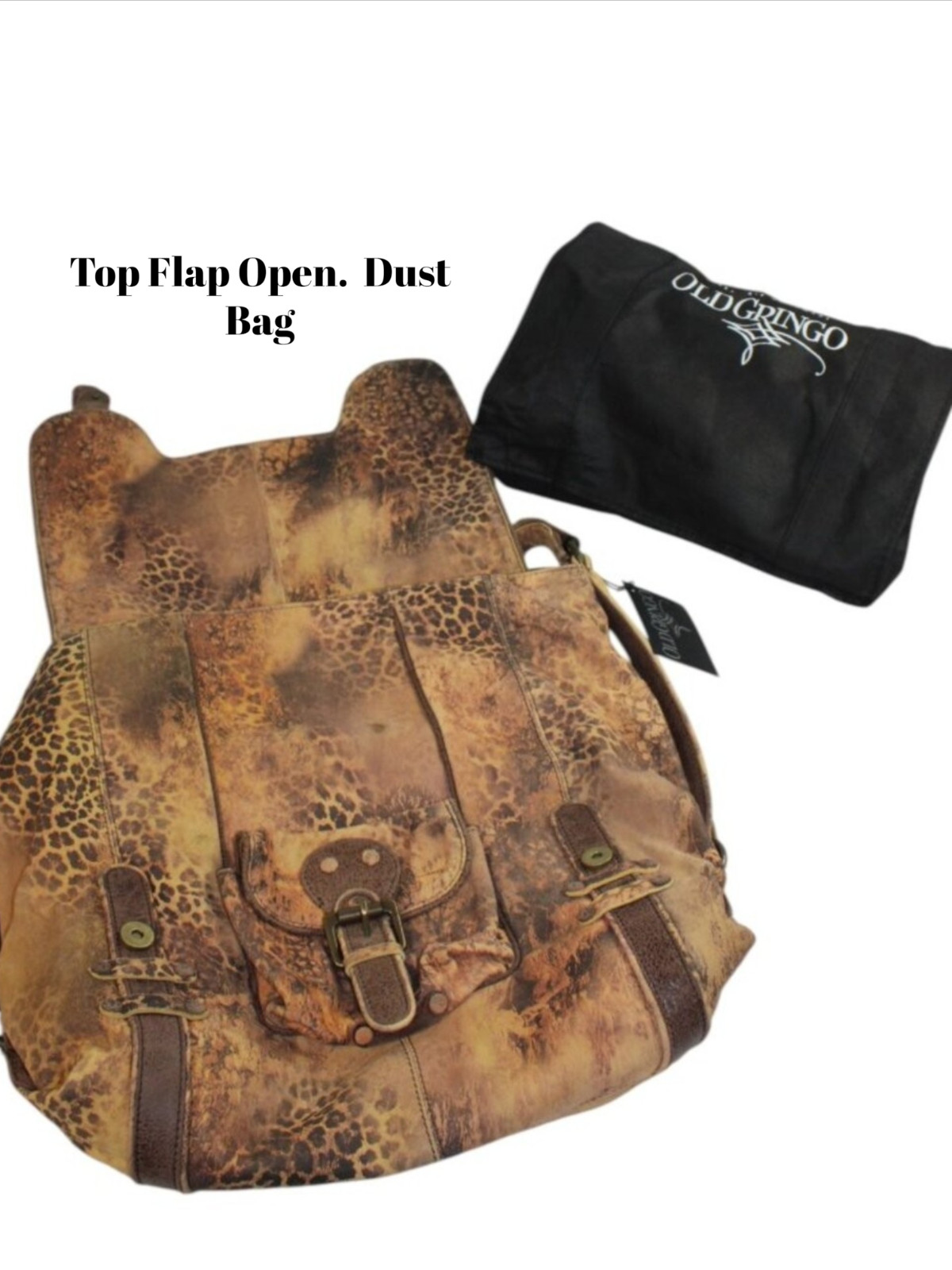 Old Gringo Abilene GT Leopardito Distressed Suede Leather Messenger Bag (NWT)