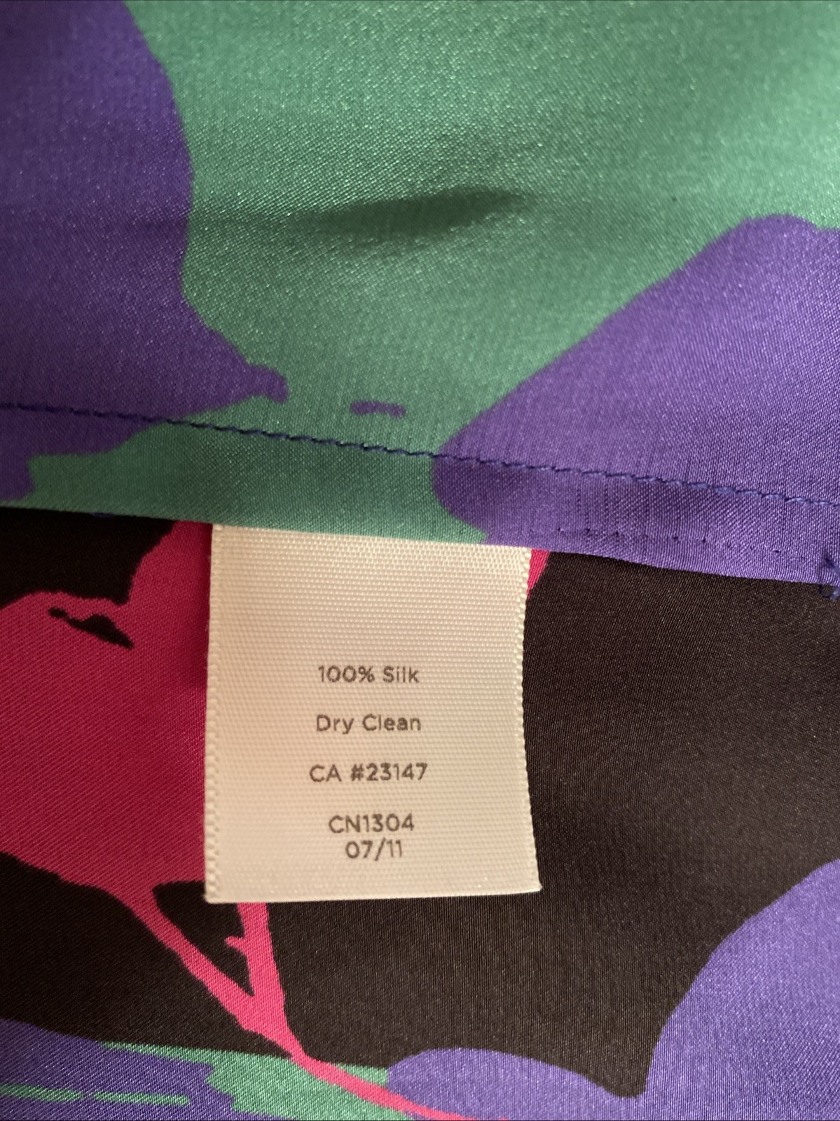 Talbots Wom +18W Multicolor 100% Silk Blouse Slit Sleeves