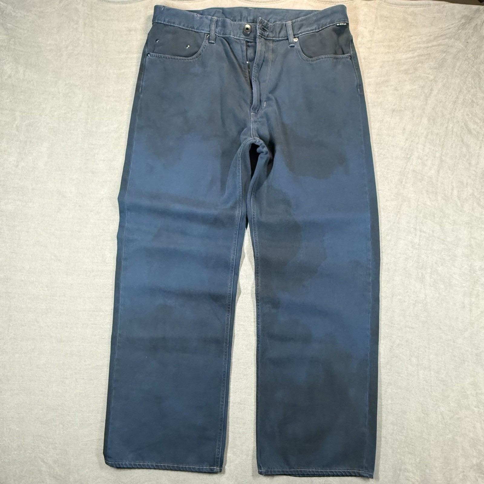 UNIQUE G Star Raw Type 96 Loose Baggy Jeans Men 36×32 Blue Dip Dyed Skater Punk