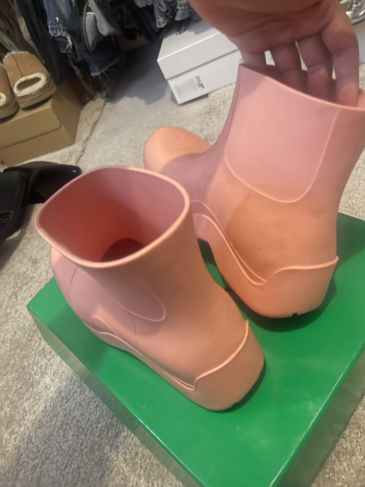 Bottega Veneta Puddle Pink Rubber Ankle Slip On Rain Boots for Women