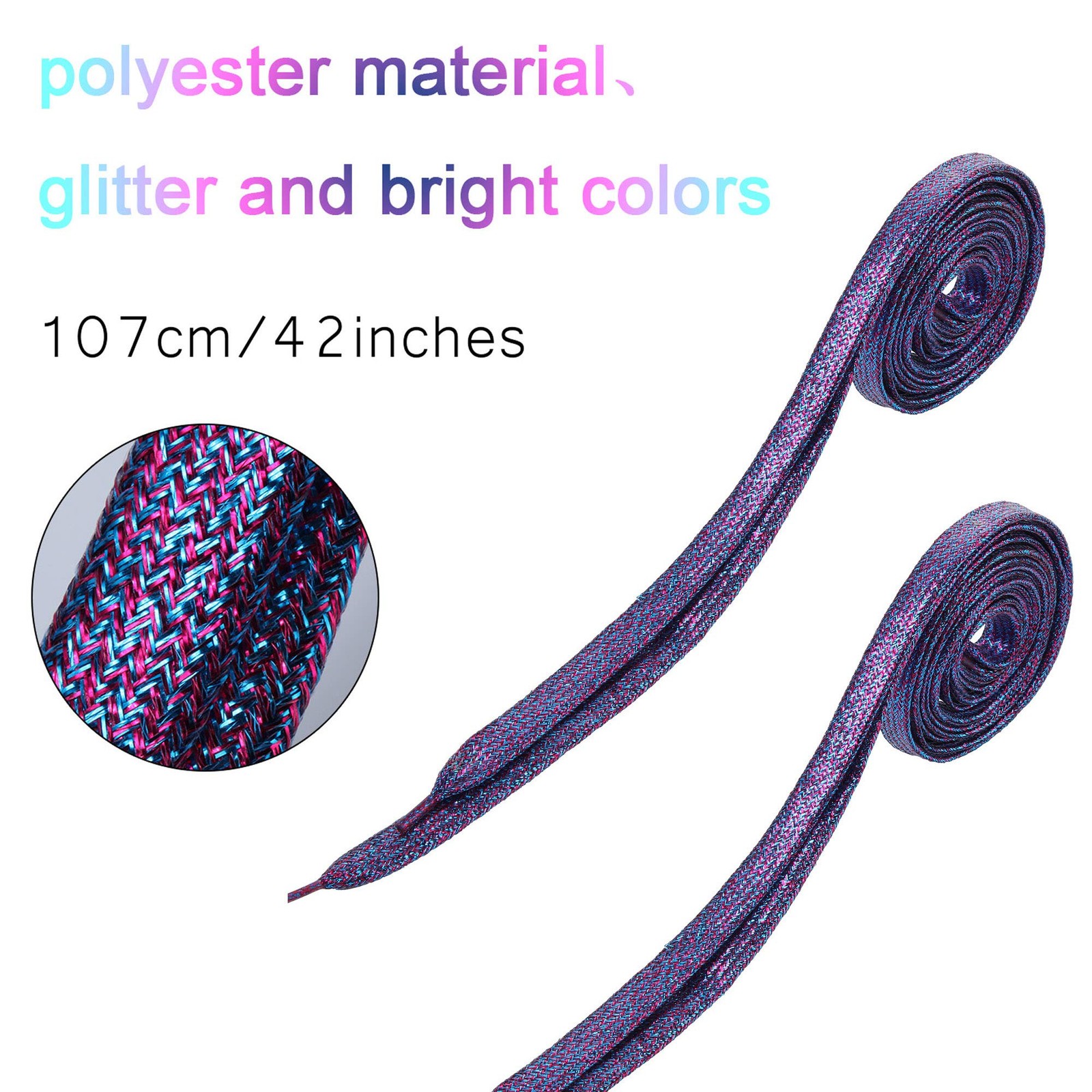 WILLBOND 16 Pairs Glitter Colored approx. 107 cm / 42 inches, Multicolor