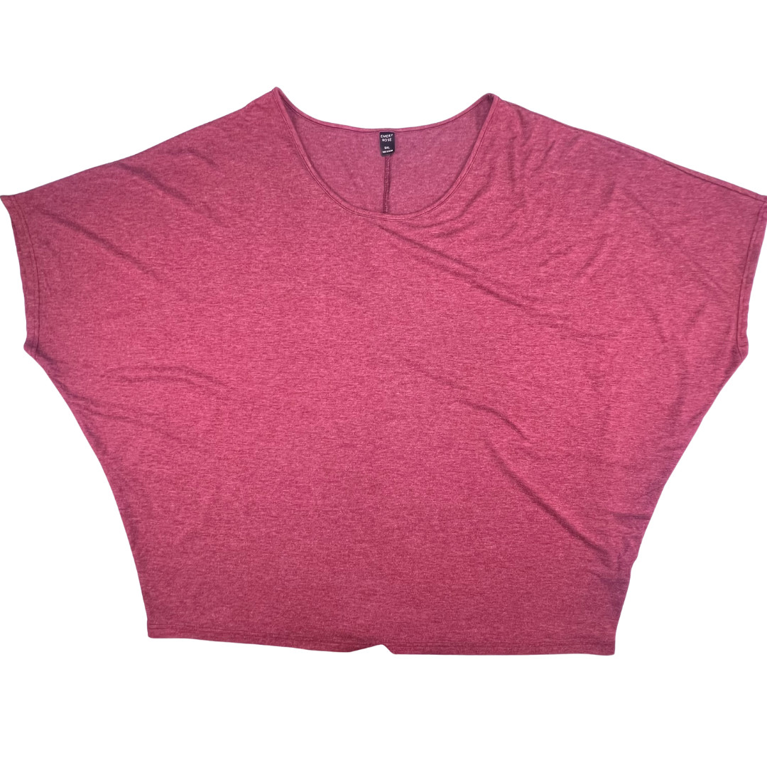 Emery Rose Blouse 5X Red Batwing Dolman Sleeve Top Relaxed Fit Minimalist Casual