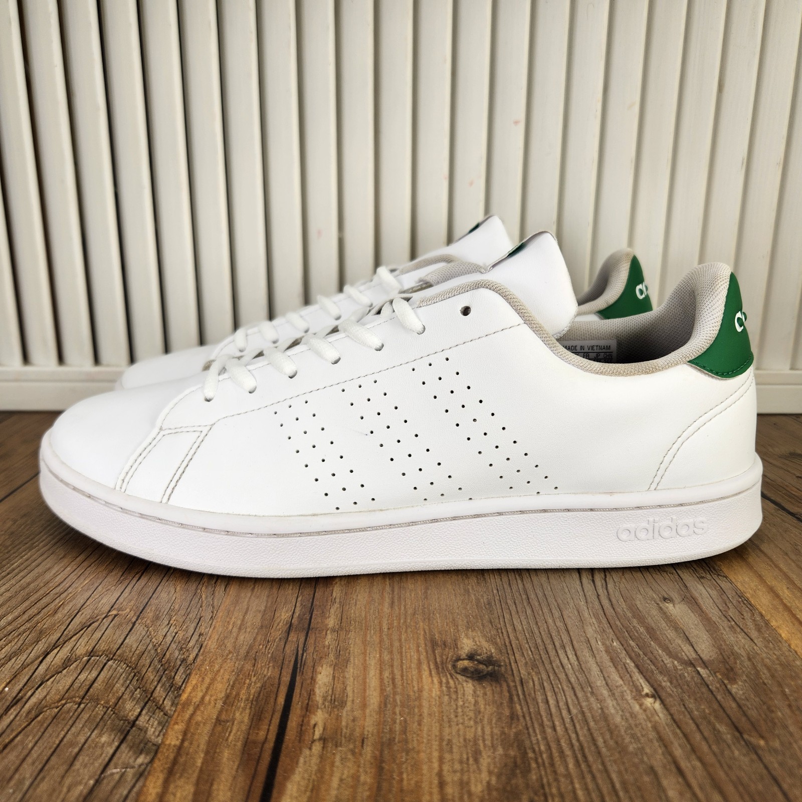 Adidas Advantage Sportswear Mens Sz 9.5 White Green Leather Tennis Shoes GZ5300