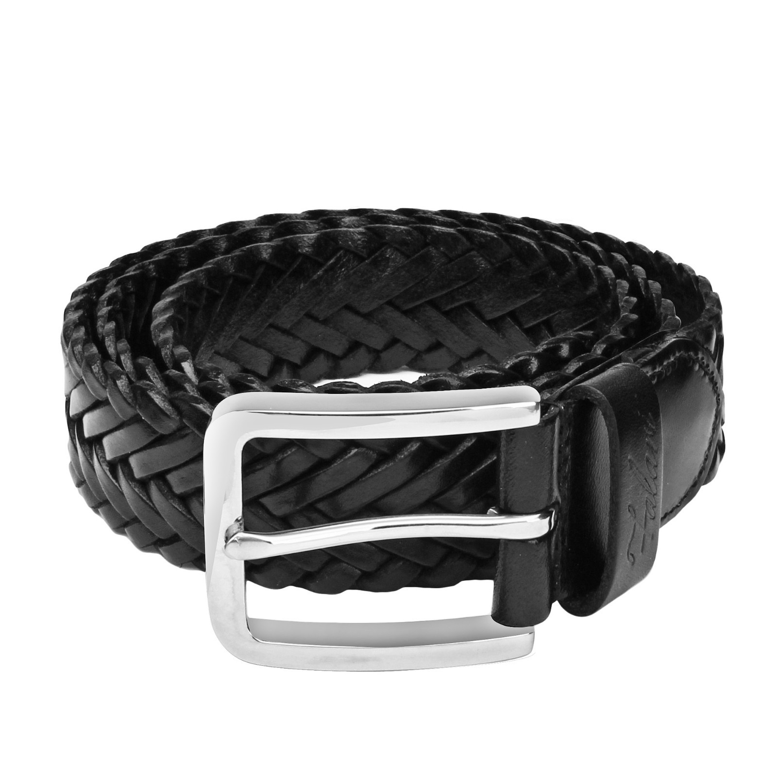 Falari® Men’s Braided Belt Stainless Steel Buckle Genuine Leather 35mm 9007