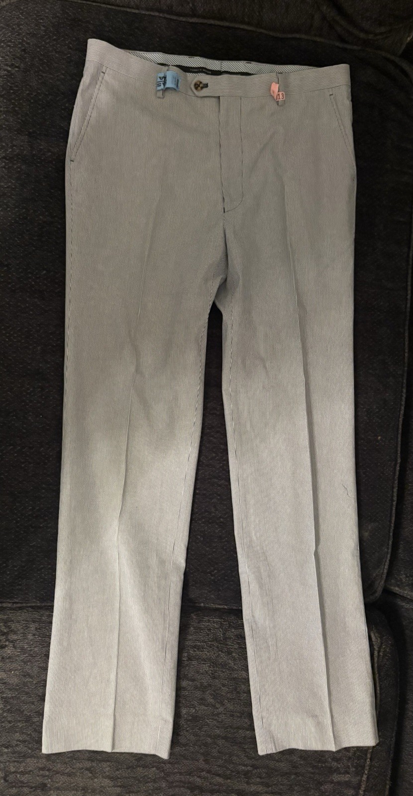 Tommy Hilfiger Men’s Blue/White Striped Seersucker Chino Pants 36 Slim