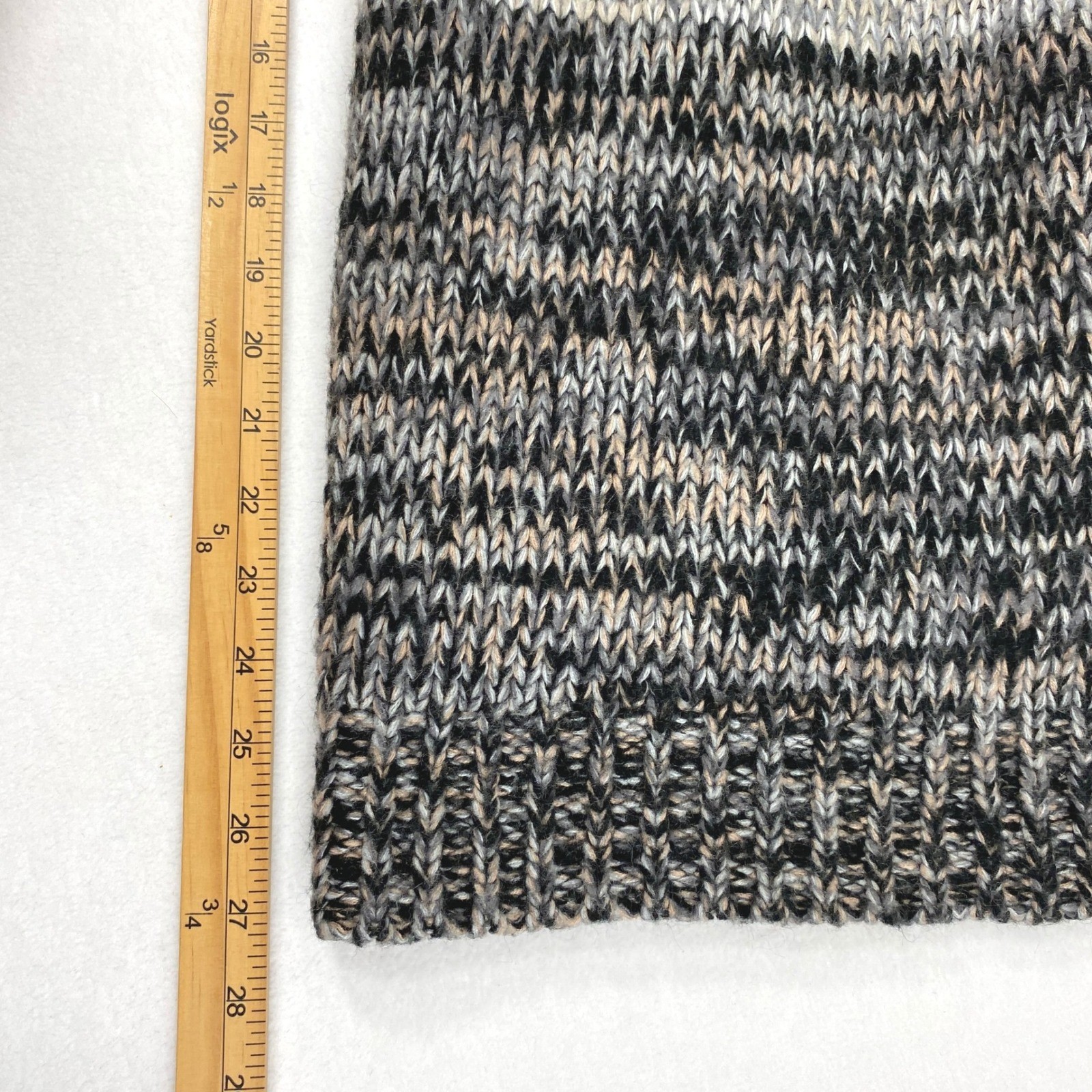 Cupio Ombre Knit Sweater Womens XL Chunky Pullover Brown Gray Black Varigated