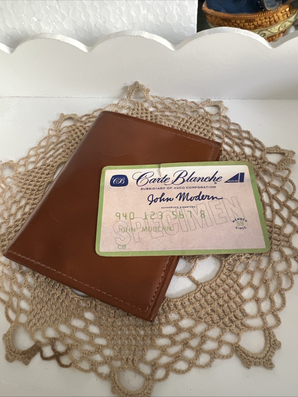 Vintage/ New 1960s Carte Blanche Credit crd paper sample Leather Wallet/passport