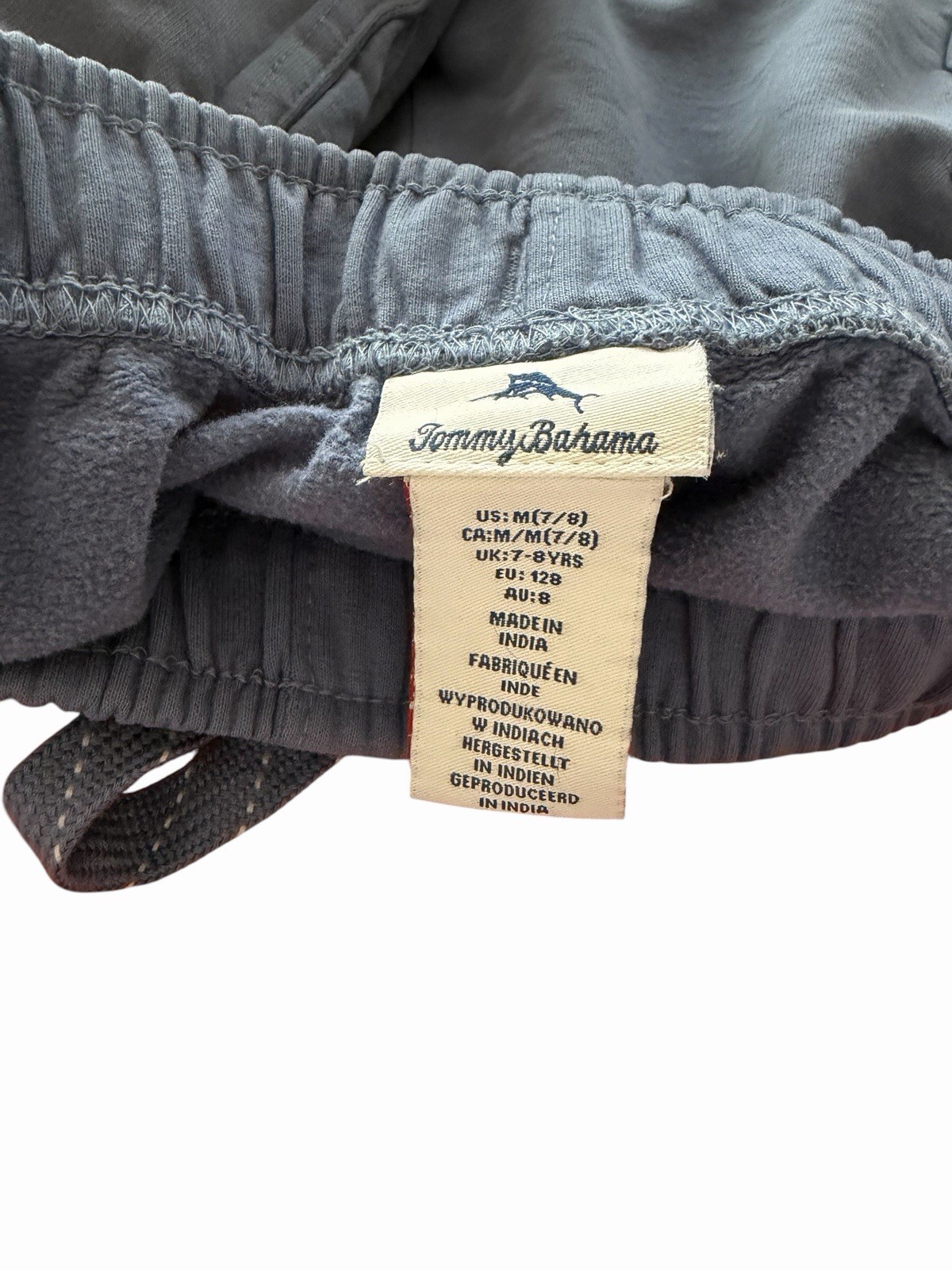 Tommy Bahama Boys Cargo Knit Shorts Medium 7/8 Blue Elastic Waist Drawstring