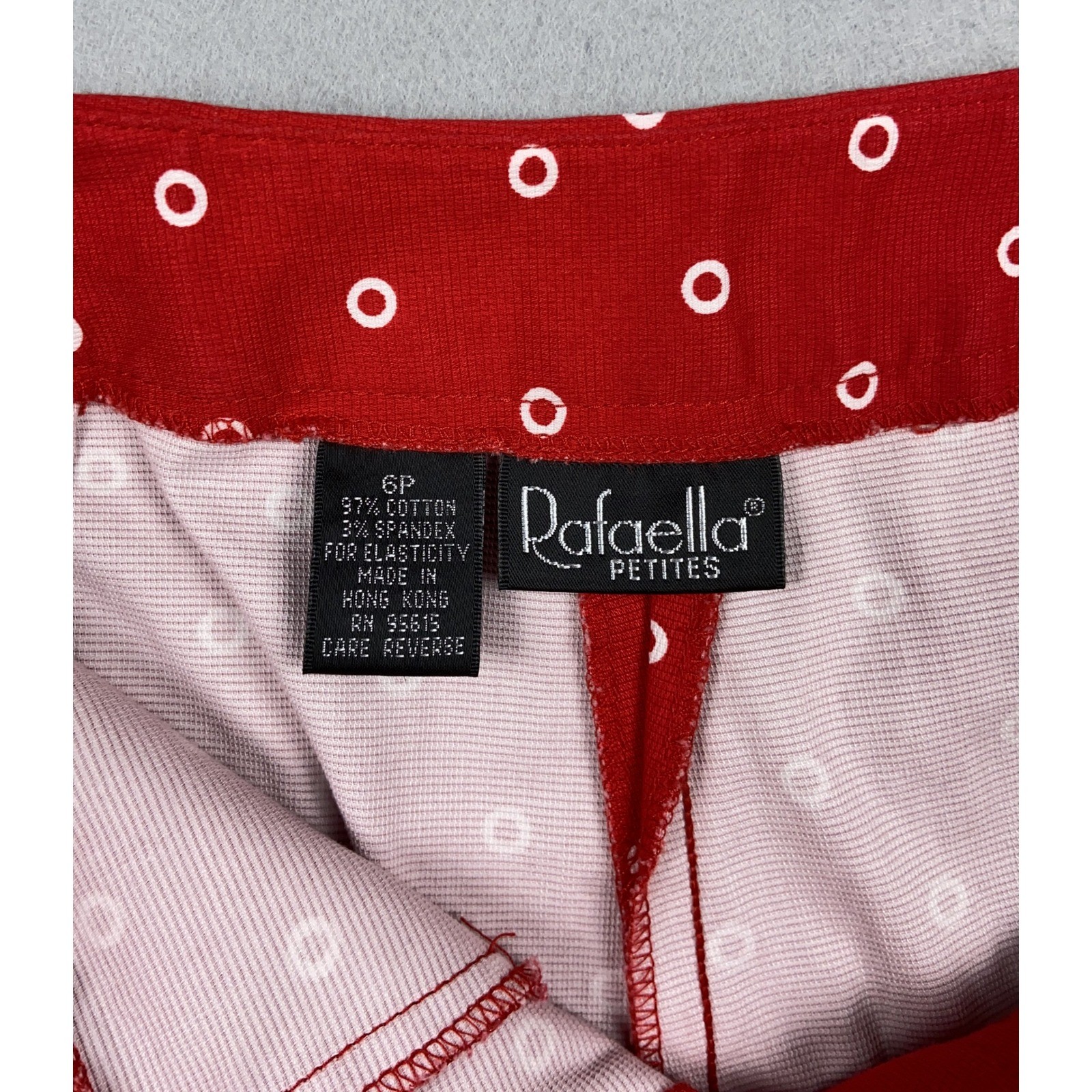 Rafaella Petites Red White Geometric Ring Print Cropped Capri Pants Size 6P