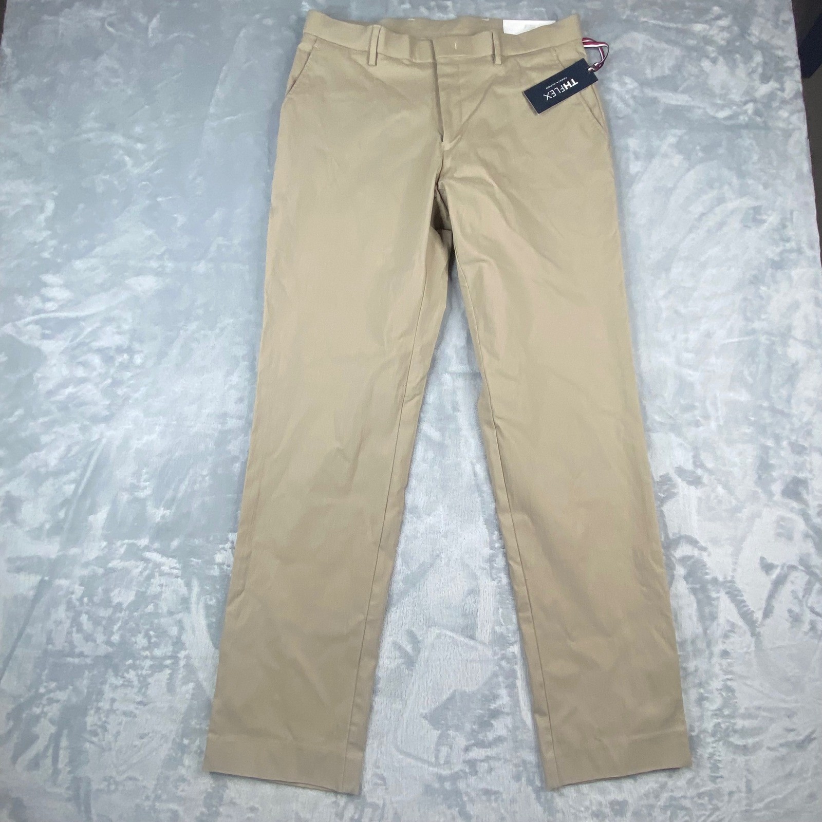 Tommy Hilfiger THFlex Tate Men Tan Stretch Chino Pants Casual Slacks 34×32 NEW