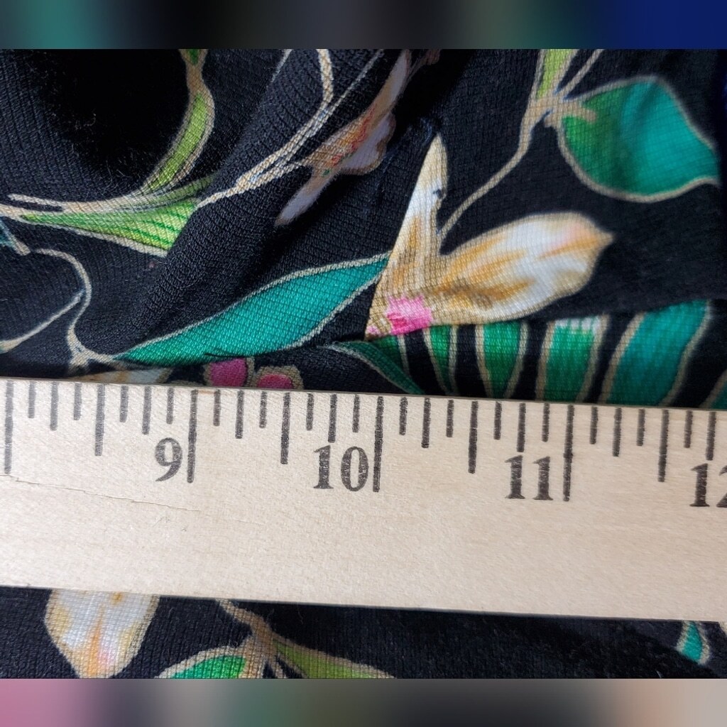 Rafaella Black Floral Print Pants | Size 10 / Straight Leg | Bright Bold