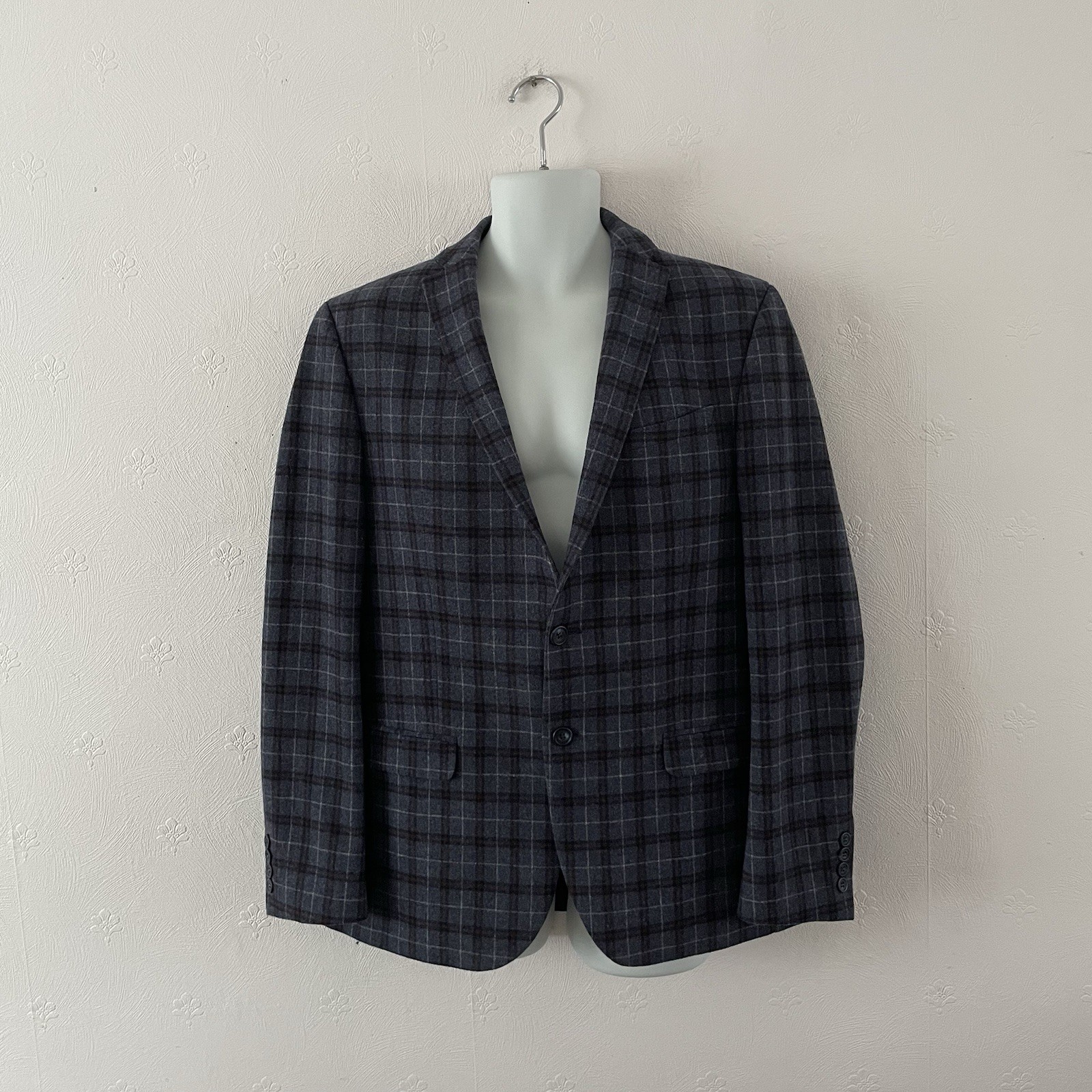 LIMEHAUS WOOL BLEND SUIT – SIZE 42R W36 – GREY CHECK – PLAID