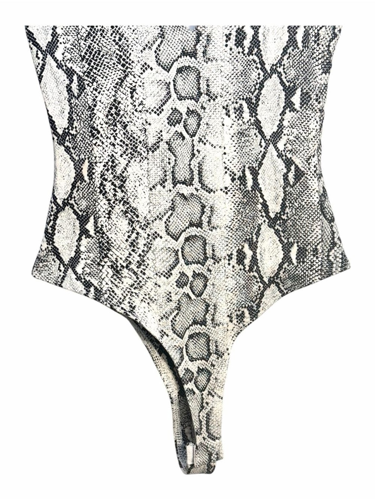LULUS Women’s Wildlife Black and White Snake Print One Piece Bodysuit Size XS