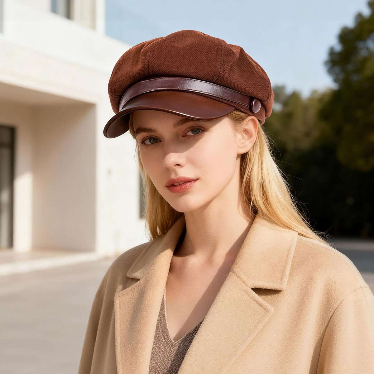 Fashion Women Men Newsboy Hat Baker Boy Peaked Beret Cap Vintage Visor Hat Cap