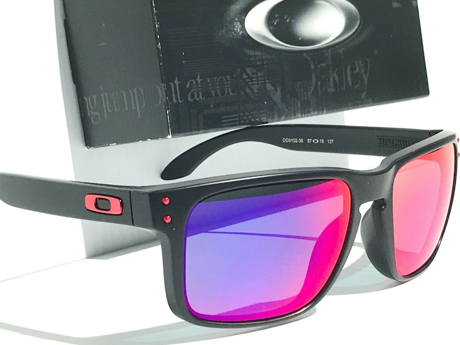 NEW* Oakley HOLBROOK Matte Black Positive Red Iridium w CASE Sunglass 9102-36