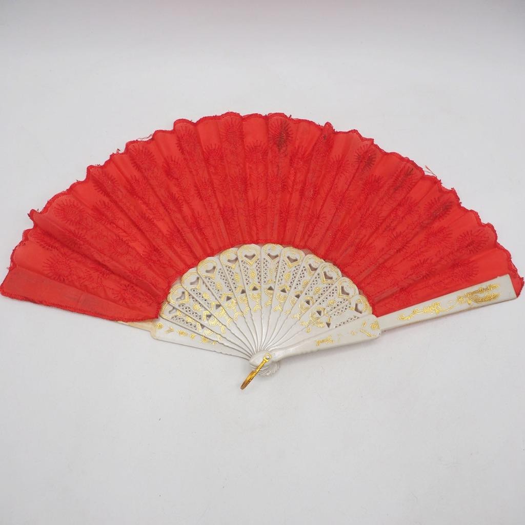 Ladies Fabric & Plastic Folding Fan