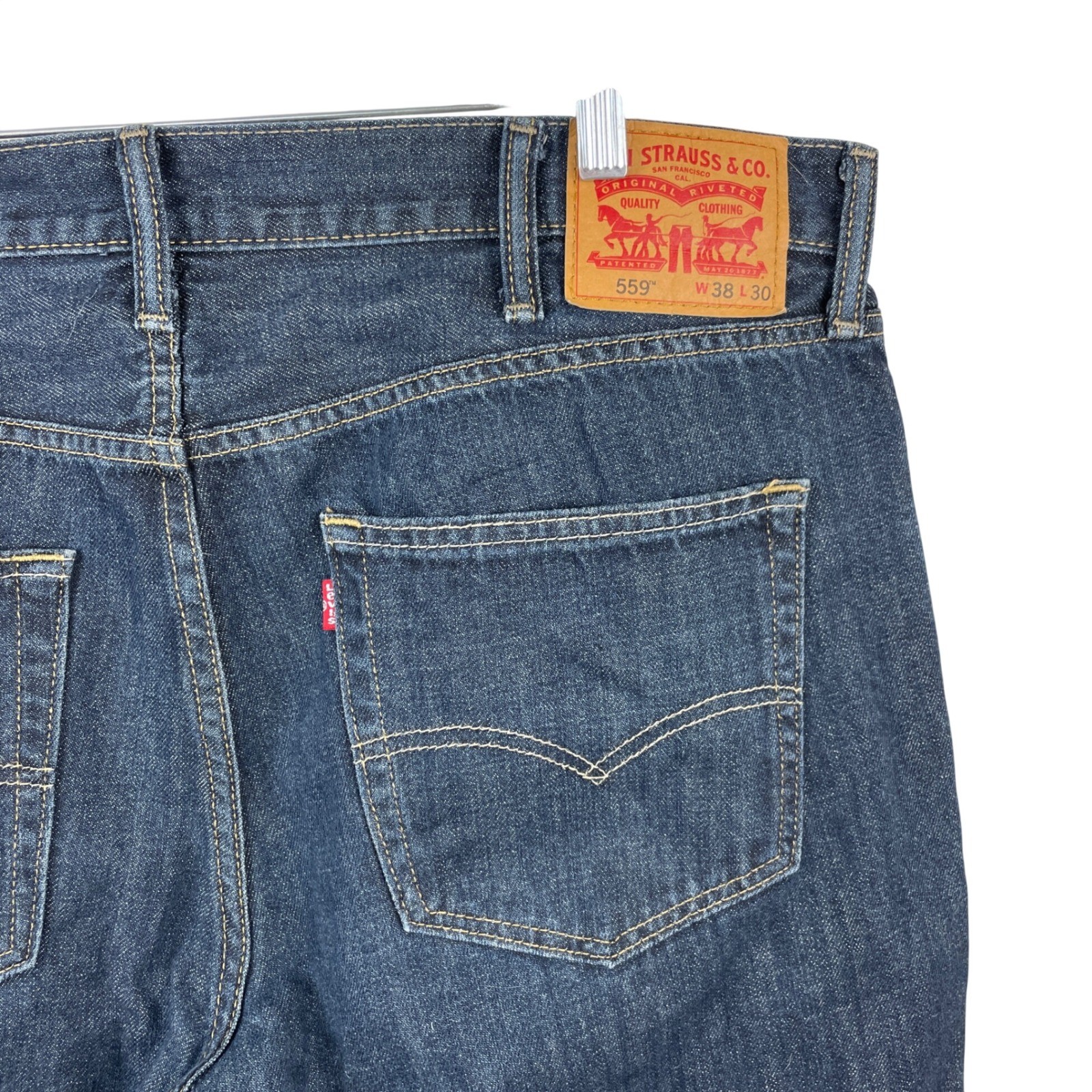 Levis 559 Relaxed Straight Leg Jeans Mens 38×30 Dark Wash Blue Denim 100% Cotton