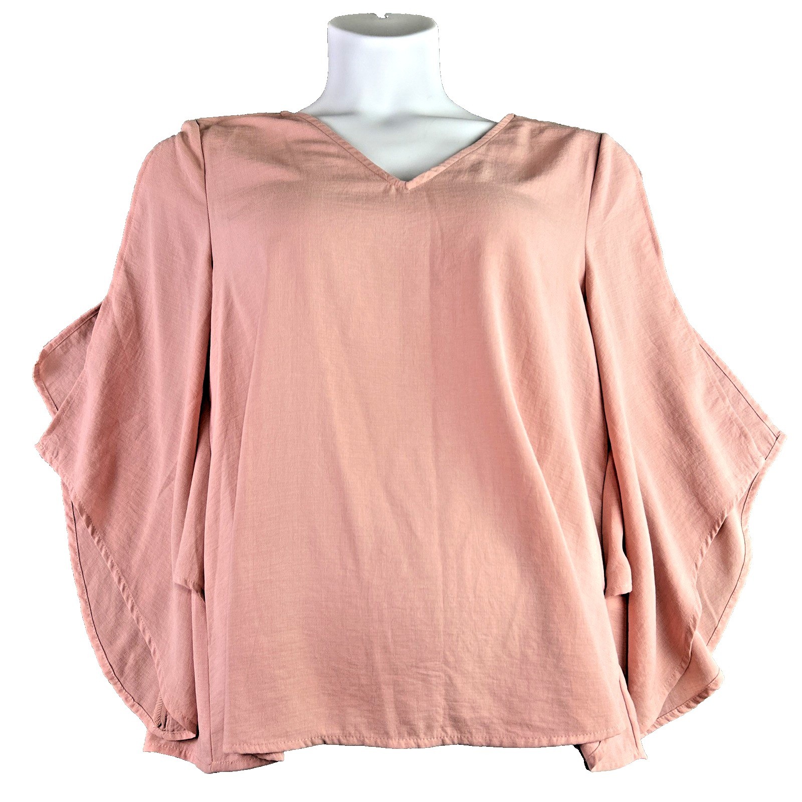 Doe & Rae M Dusty Pink Slit Sleeve Blouse Top Bow Back Boxy Fairy Boho Casual