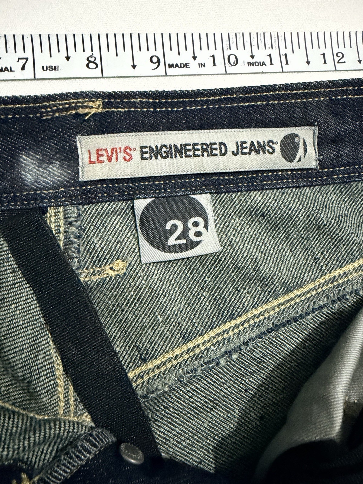 Levis Engineered Jeans Dark Wash Indigo Twisted Leg Denim Pants Mens 28 Vintage