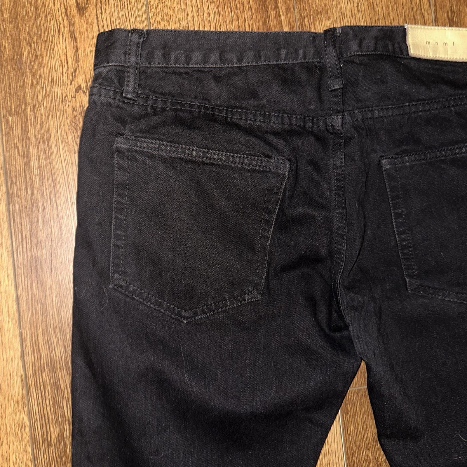 MNML- Mens 34×34 Jeans Button Fly Slim Taper Ankle Zip Distressed Knee Grunge