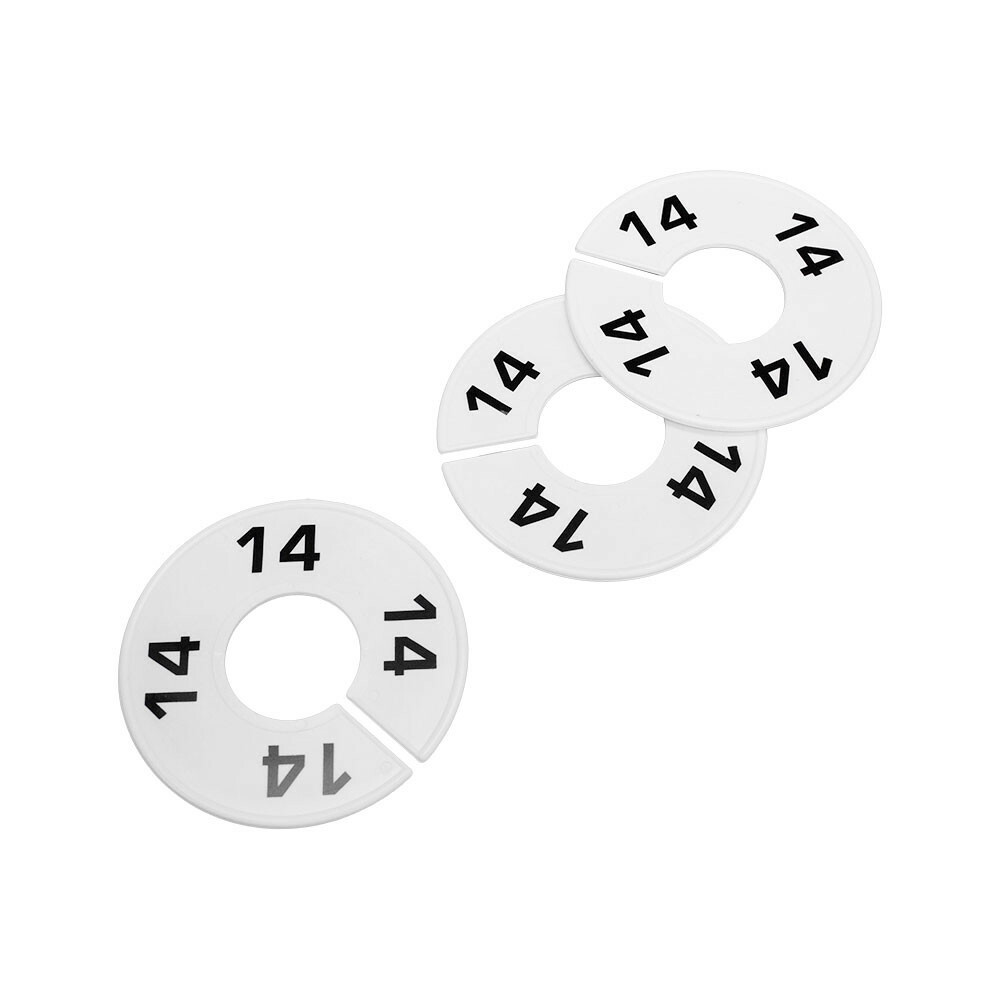 10 PCS WHITE 3-1/2″ Round Plastic SIZE 14 Dividers Hangers Retail Clothing Rack