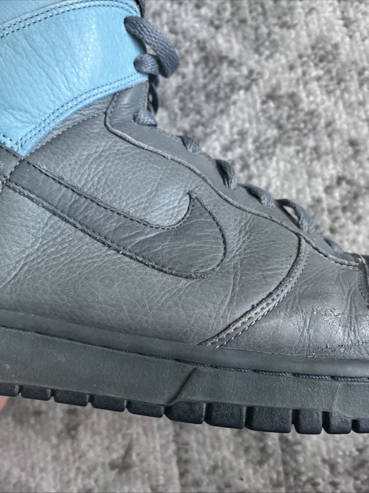 2006 Nike DUNK HIGH PREMIUM FLINT GREY MIDNT NAVY-UNI BLUE 314877-041 Black Five