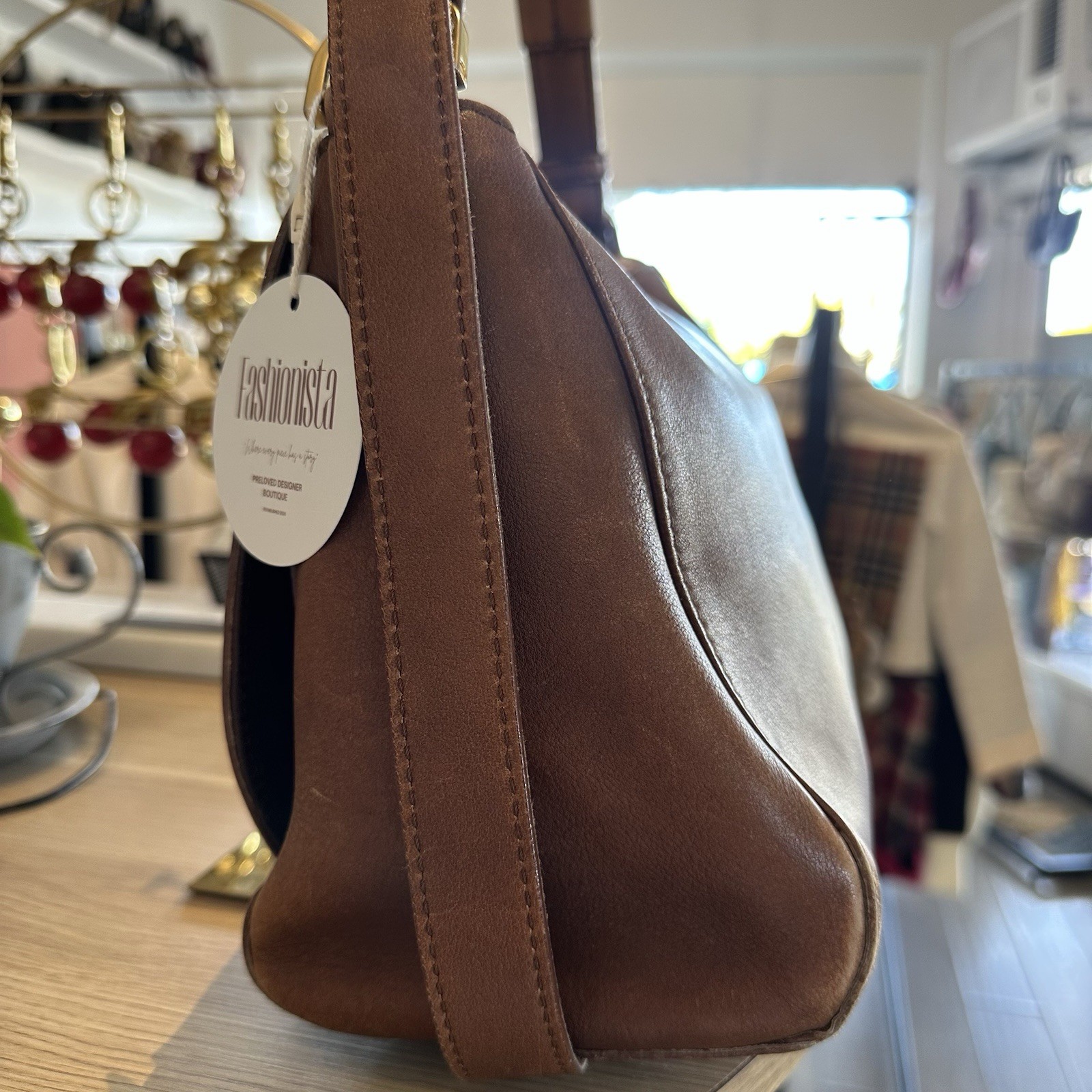 Fendi FF Vintage Brown Tan Leather Medium Anna Shoulder Bag