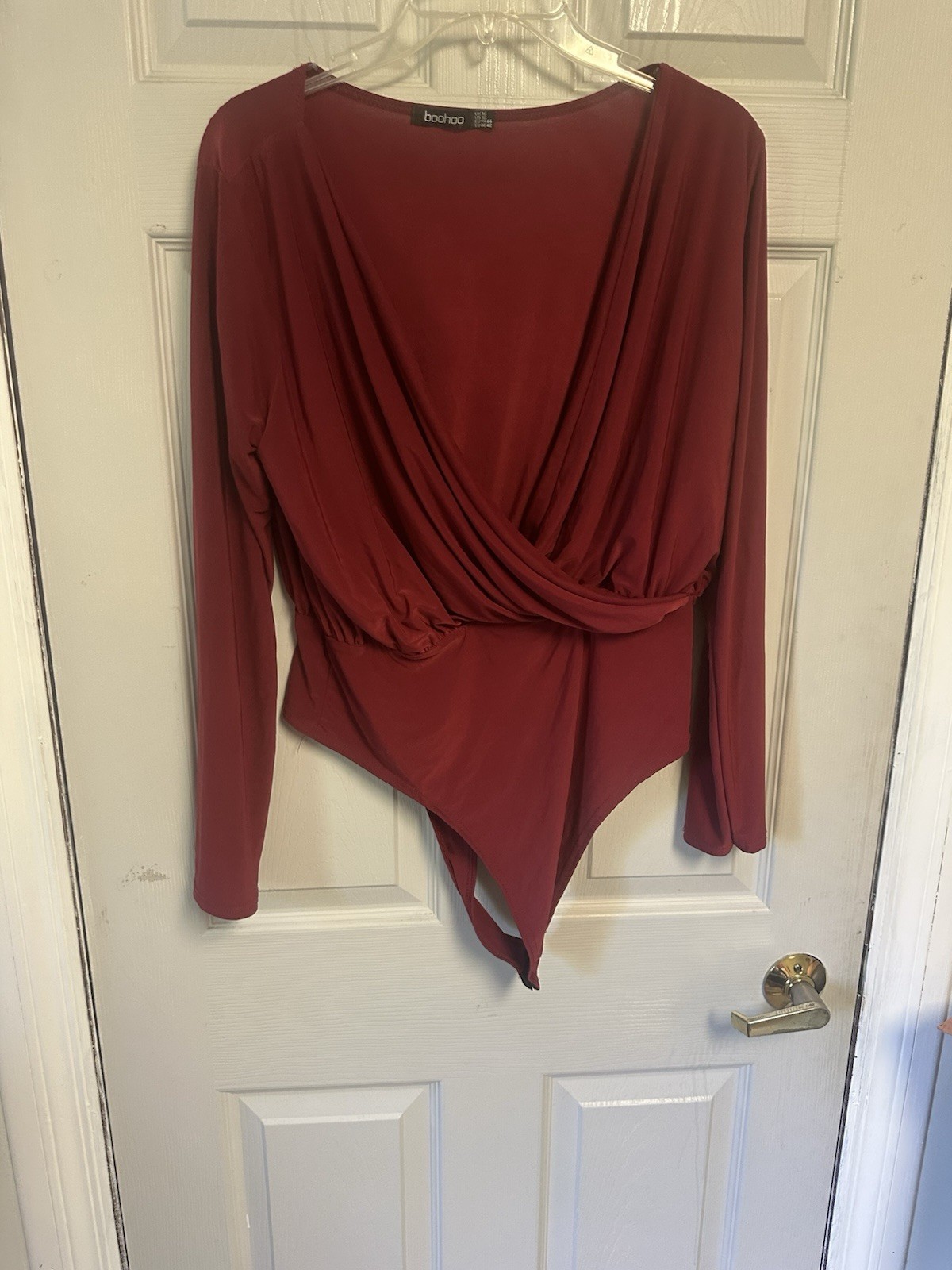 Boohoo Size 12 Burgundy long Sleeve Top