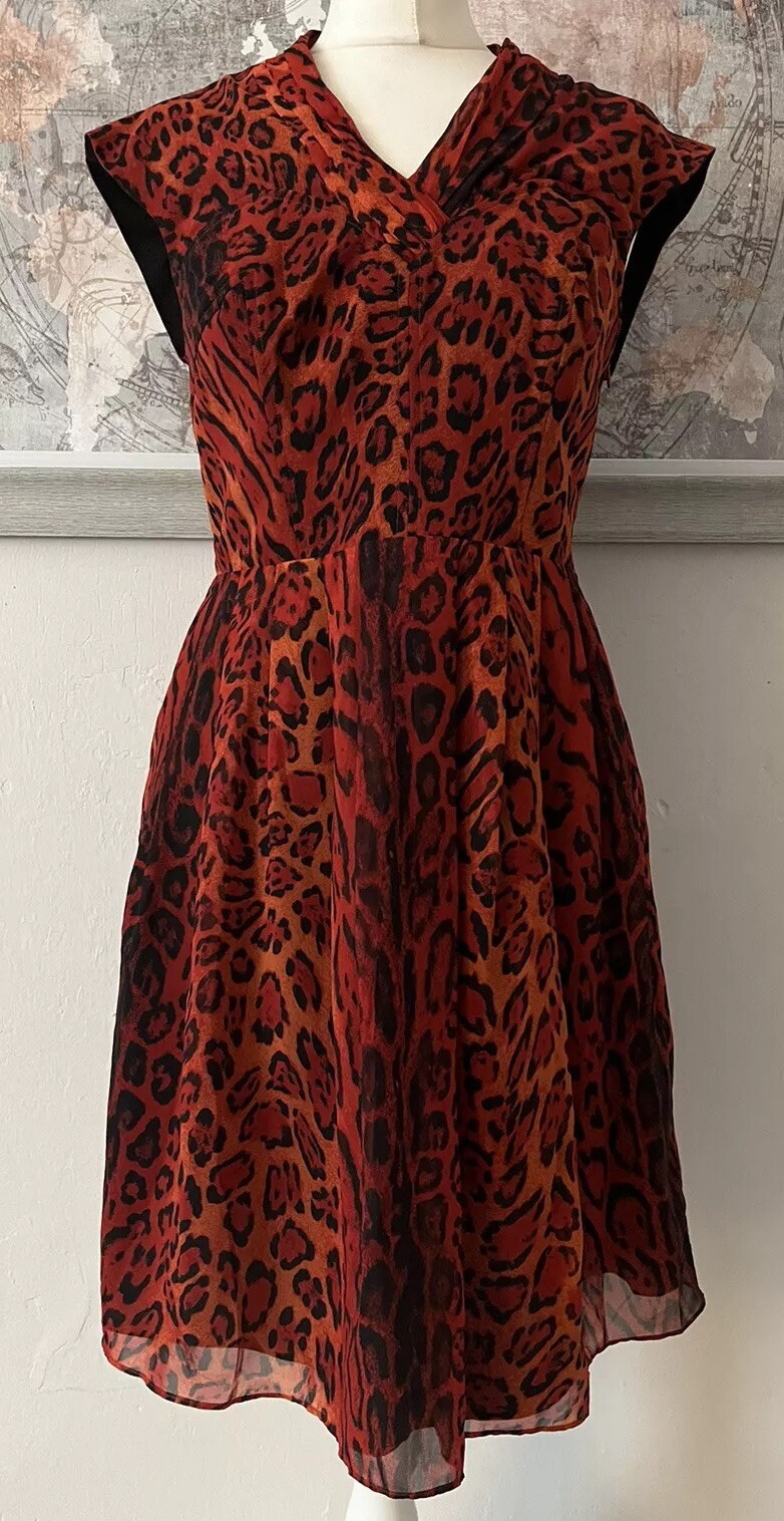 Ted Baker Tyran Red leopard print party dress size 3 12 rrp £159