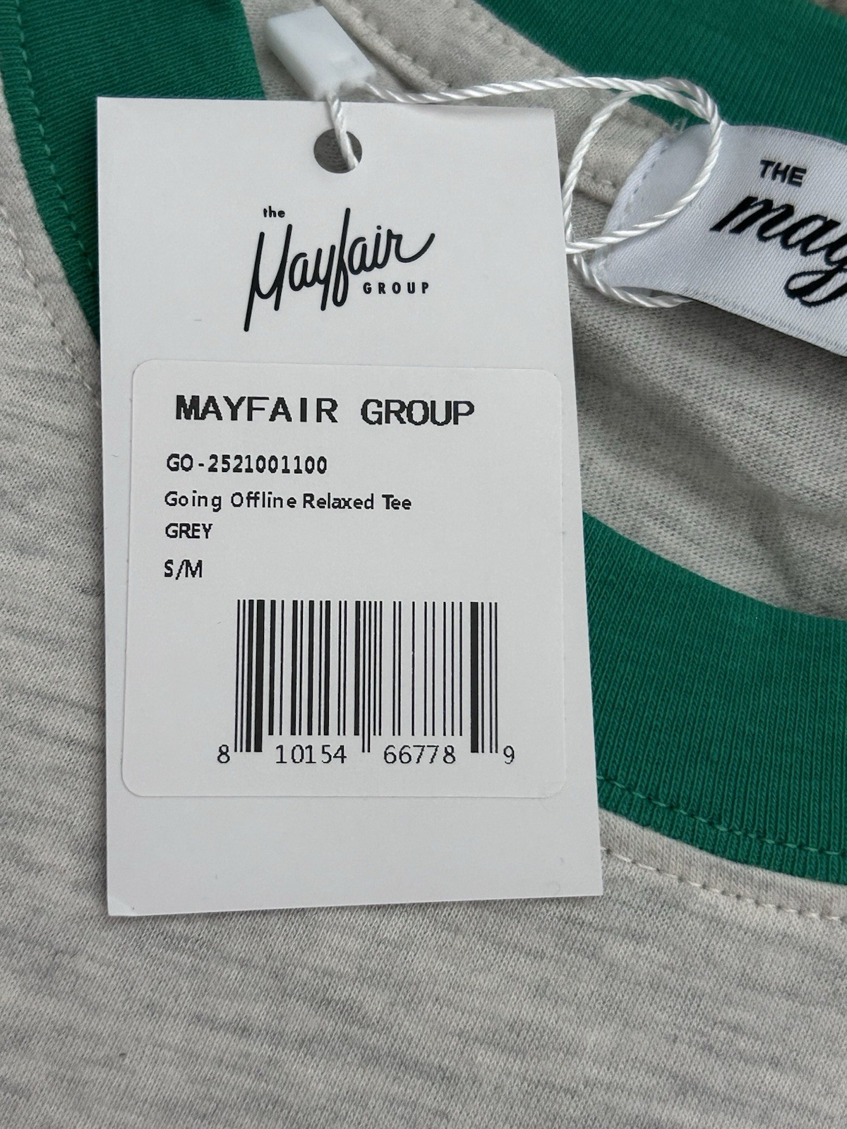 NWT The Mayfair Group Going Offline Relaxed Tee S/M Ringer Loose Fit Boho Preppy