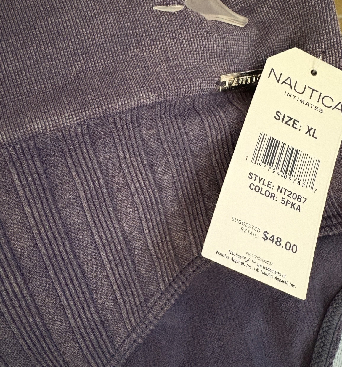 Nautica XL Assorted Colors Striped Ribbed Pattern Seamless Hipster Panties-5 Pk