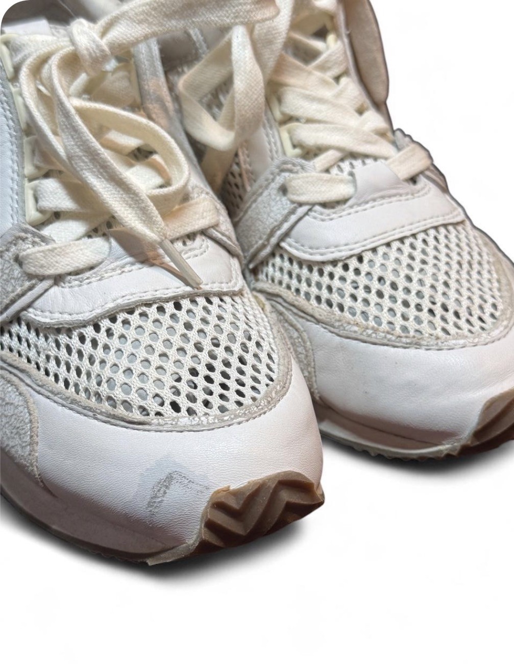 Ash Dean White Leather Mesh Wedge Sneakers Luxury Hidden Heel Women’s 37 / 7.5