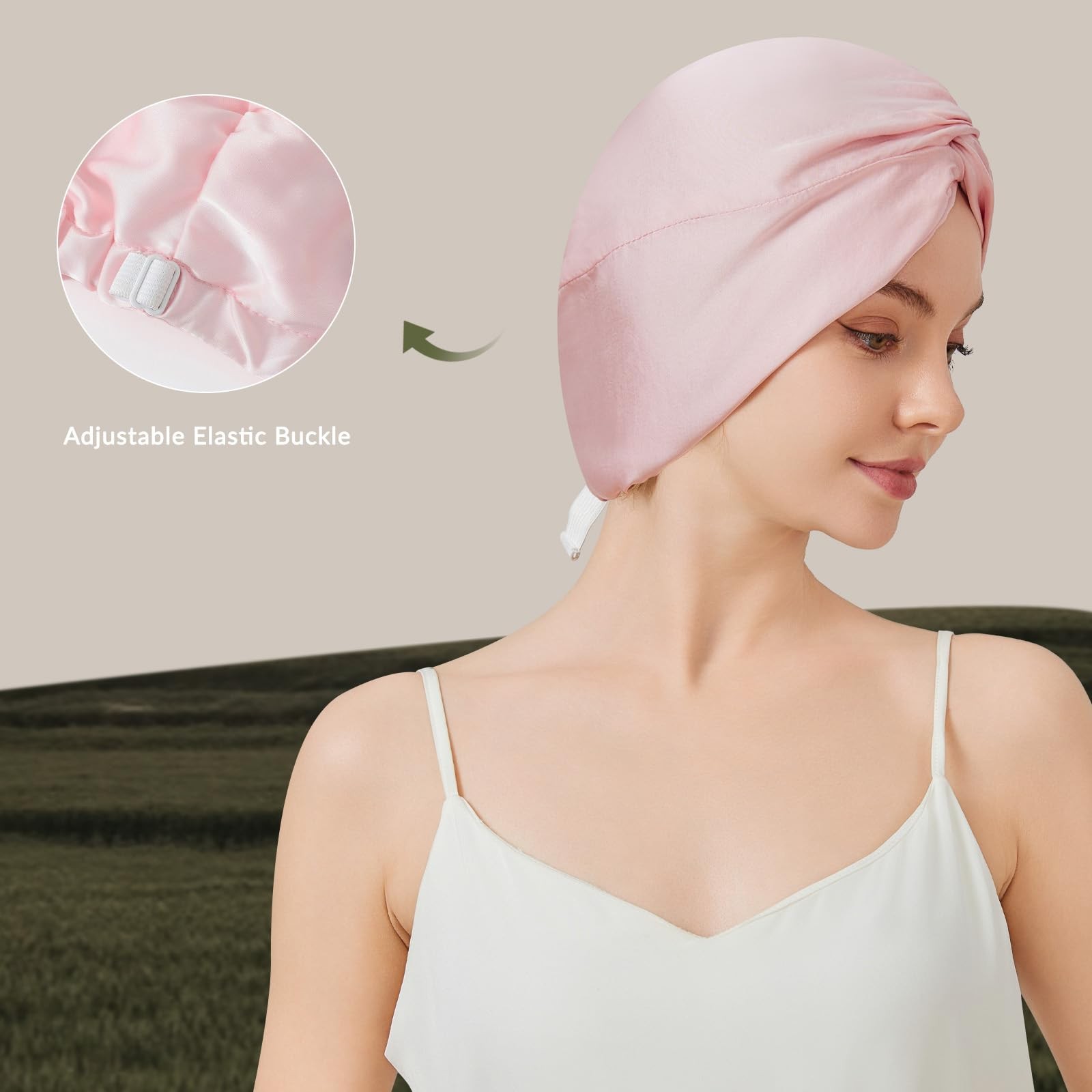100 Mulberry Silk Bonnet for Sleeping Women, 22 Momme Grade-6A Double Layer