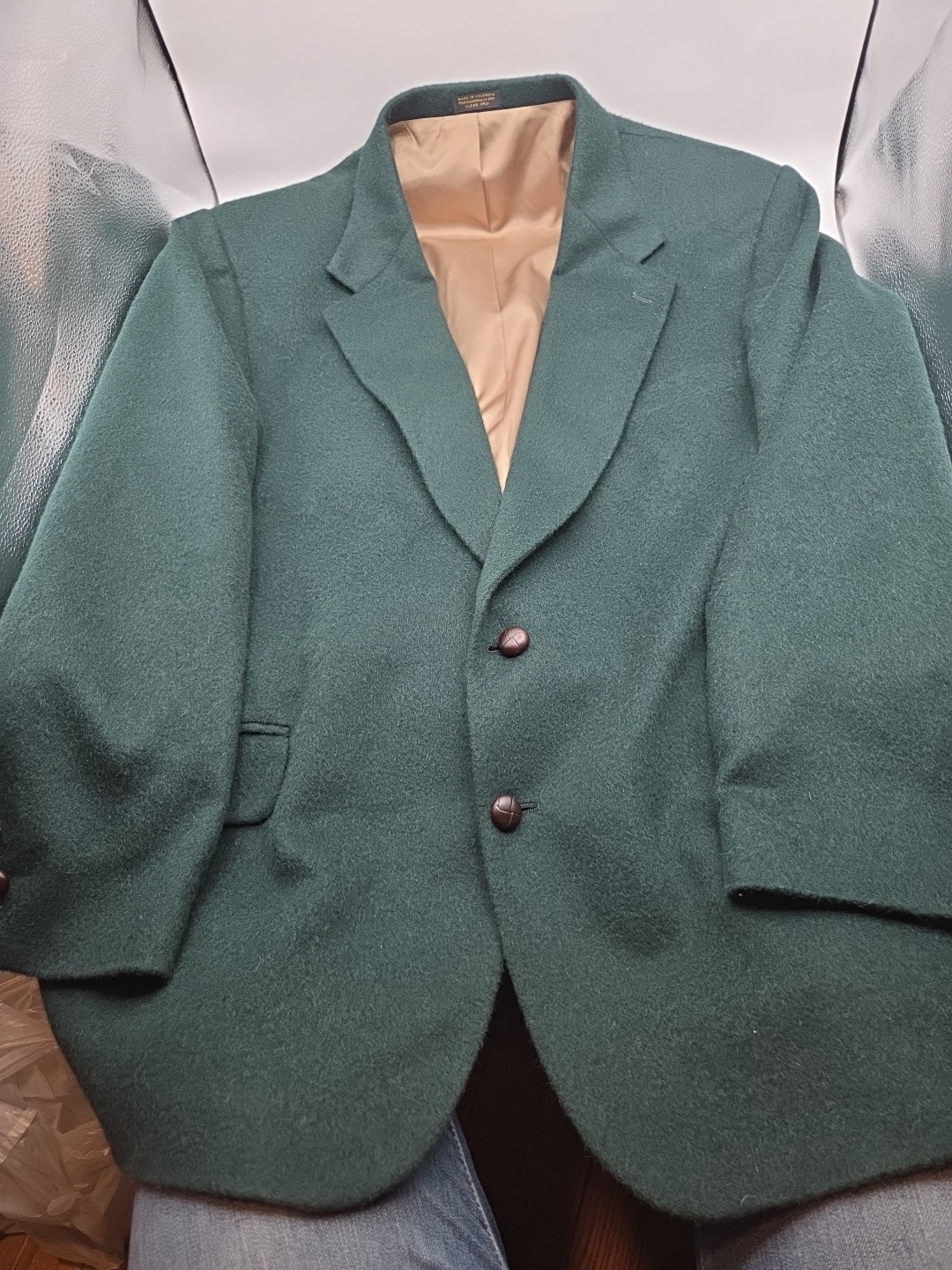 Vintage Tailors Row By Deansgate Wool Dark Green Sport Coat Blazer Size 48L