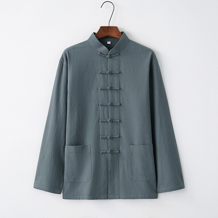 Men’s Chinese style casual long sleeved Tang shirt, Chinese retro shirt