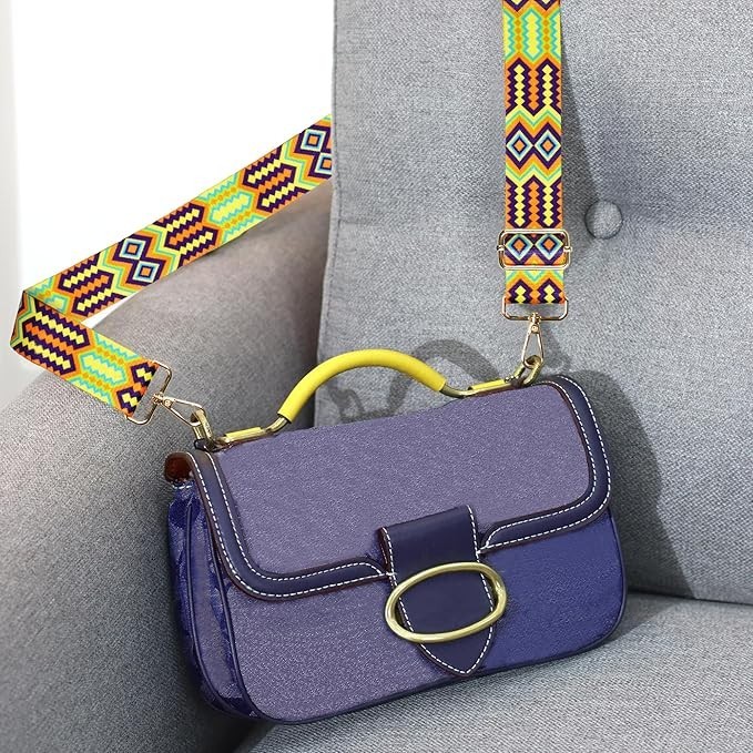 Purse Strap Replacement Guitar Style Multicolor Canvas Crossbody Strap for Handb